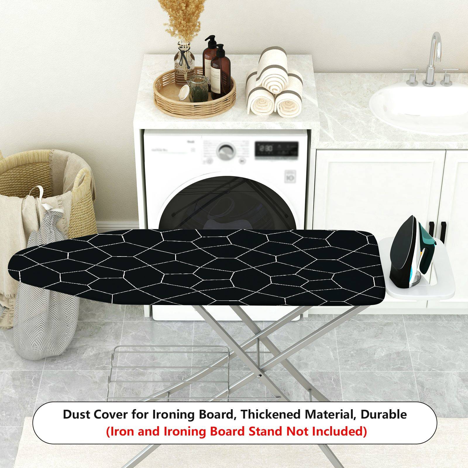 1-Piece Abstract Geometric Black  Ironing Board Cover, Universal Size, Without Board