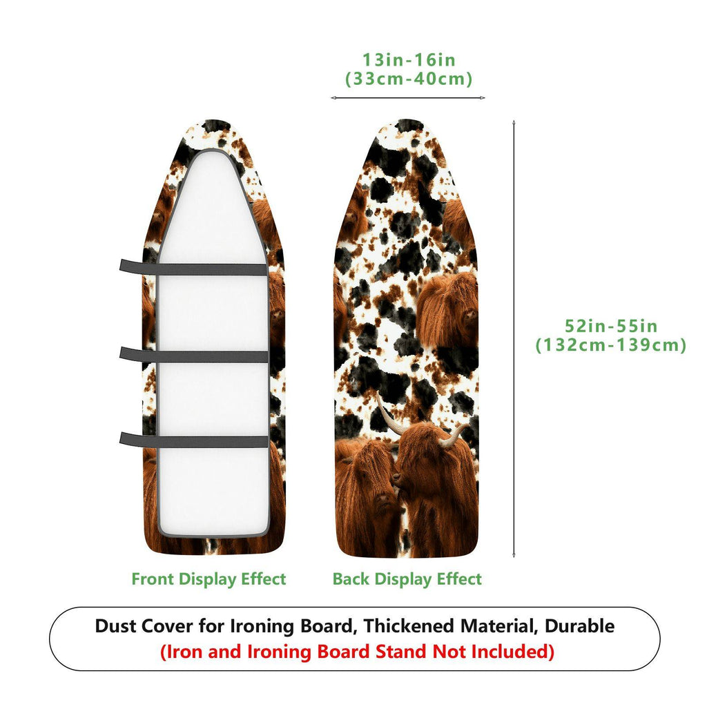 1-Piece Animal Print Cow Highland Cattle  Ironing Board Cover, Universal Size, Without Board