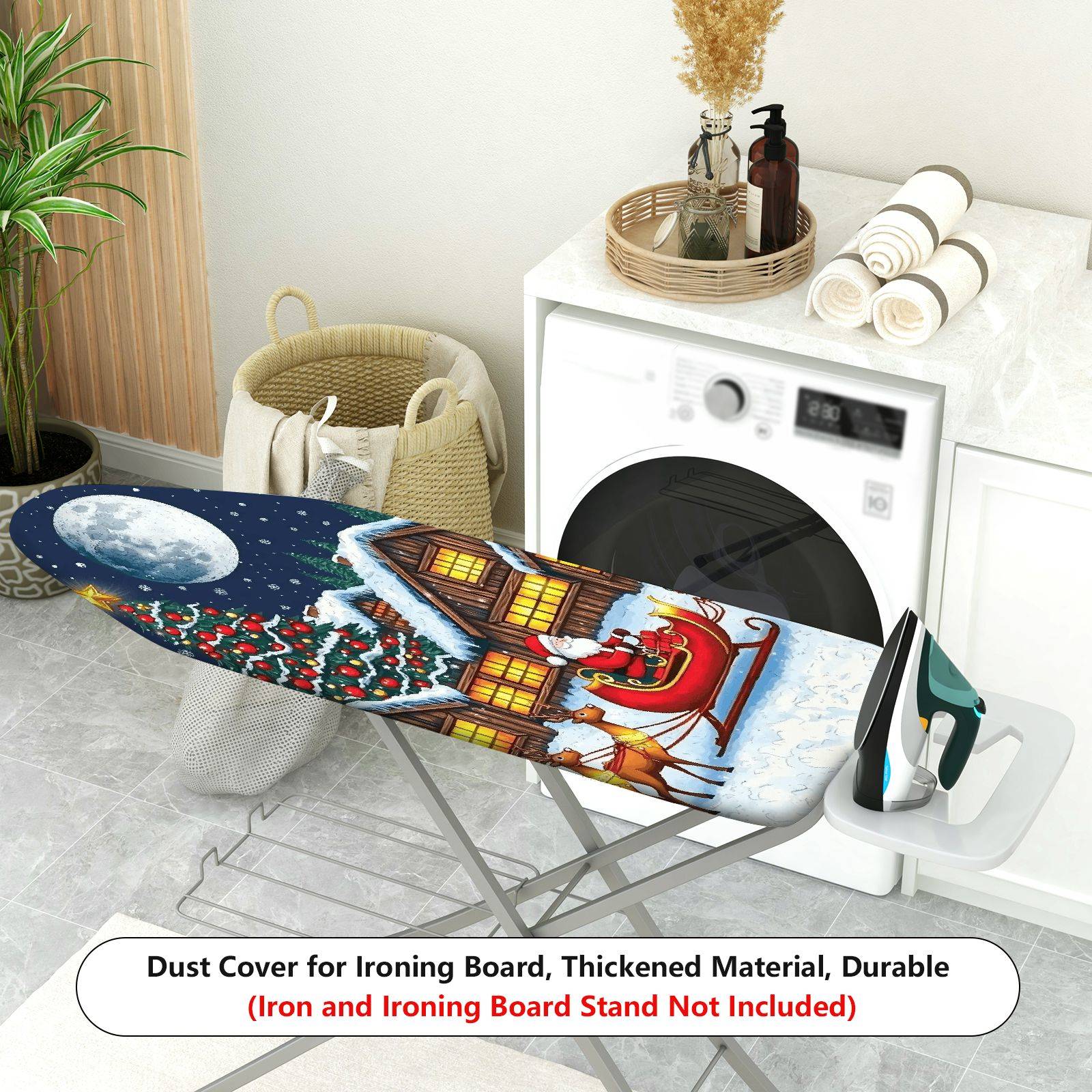 1-Piece Christmas Tree Santa Moon  Ironing Board Cover, Universal Size, Without Board