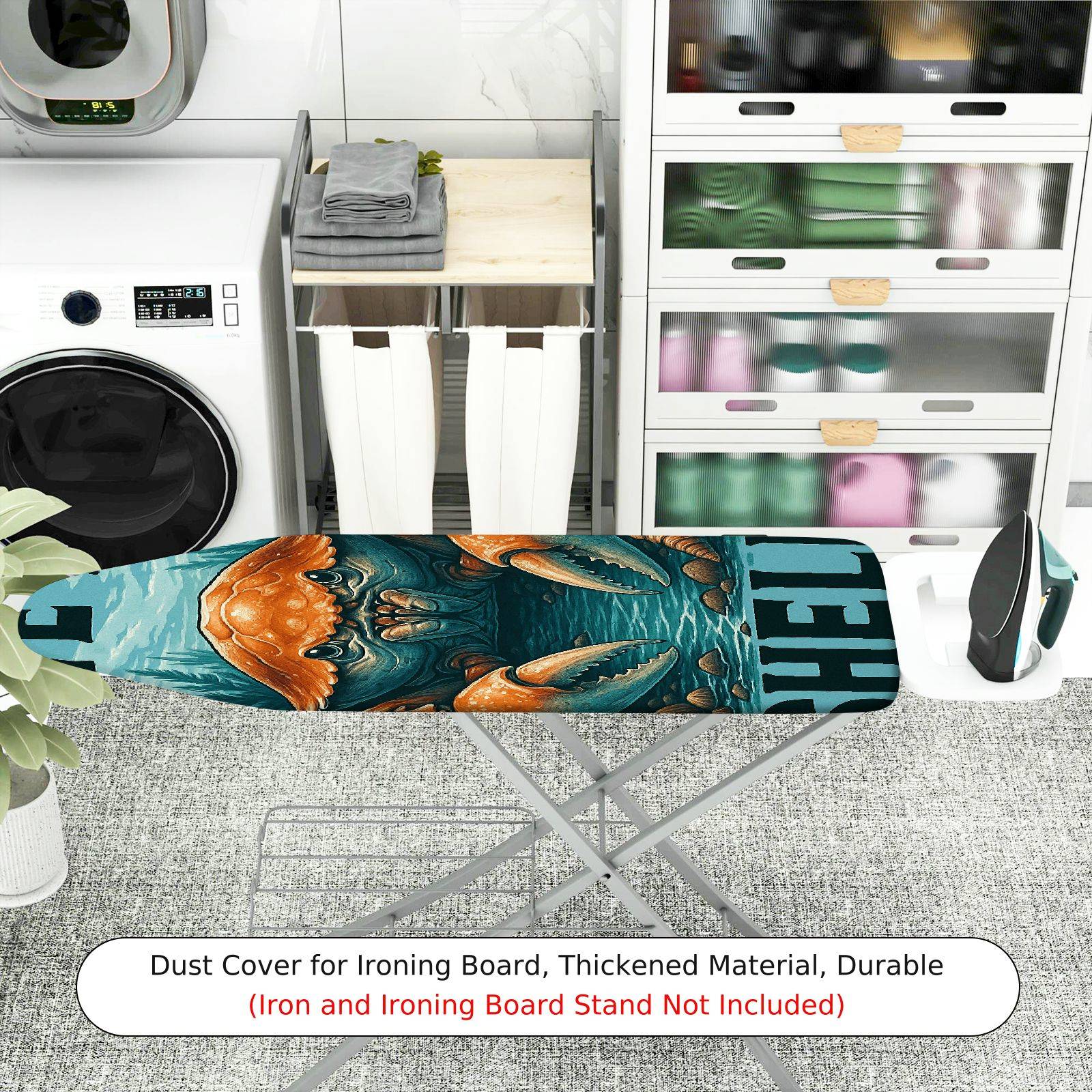 1-Piece Crab Ocean Blue  Ironing Board Cover, Universal Size, Without Board