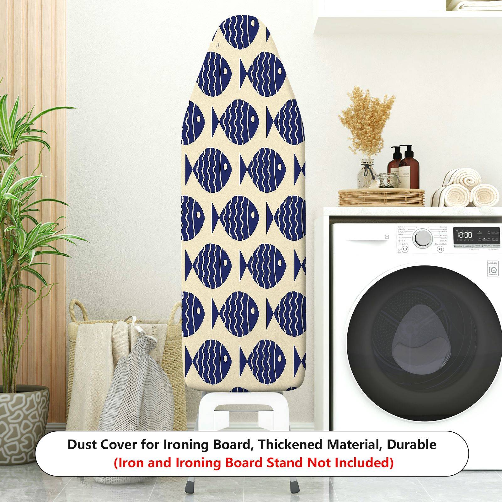 1-Piece Fish Pattern Ocean Nautical  Ironing Board Cover, Universal Size, Without Board
