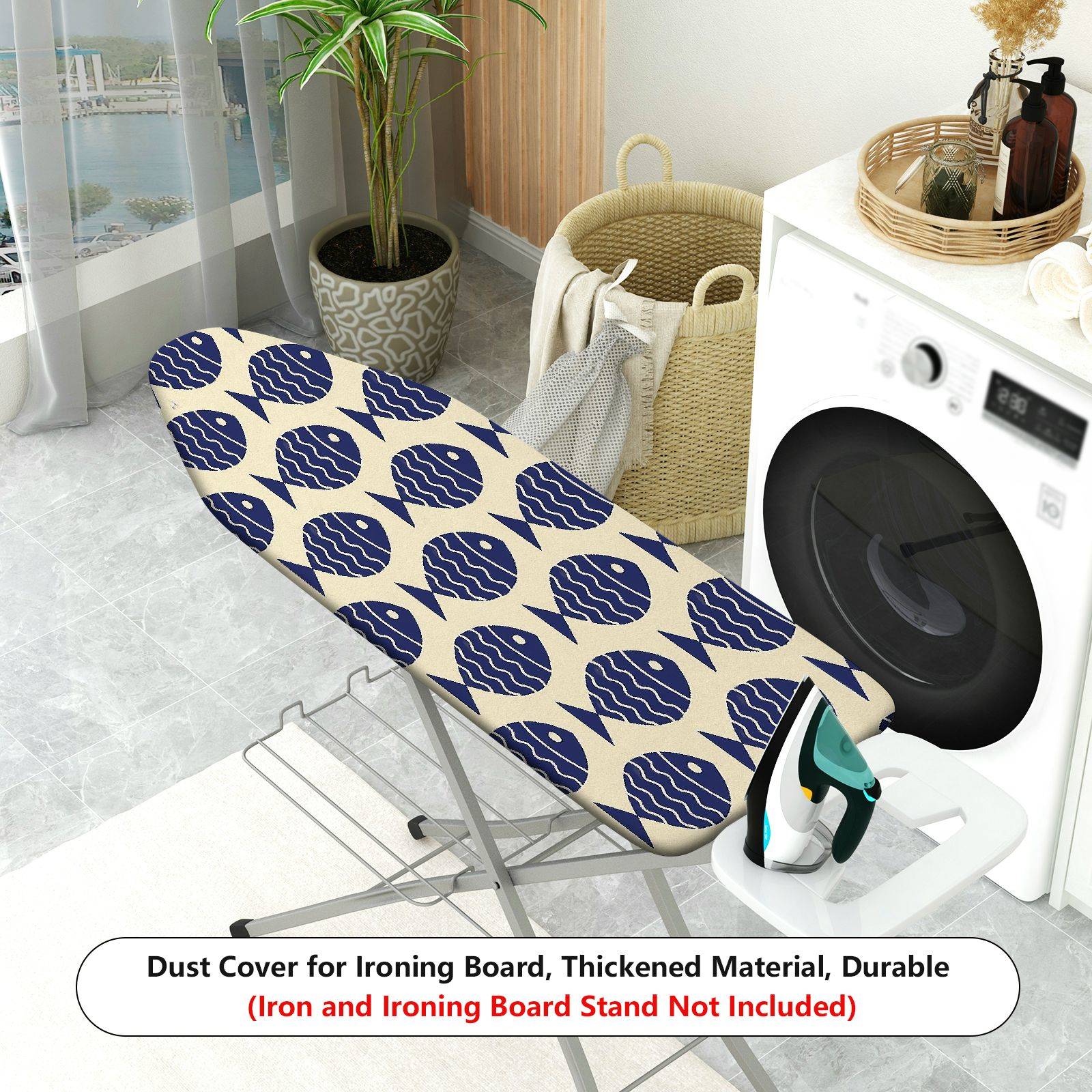 1-Piece Fish Pattern Ocean Nautical  Ironing Board Cover, Universal Size, Without Board