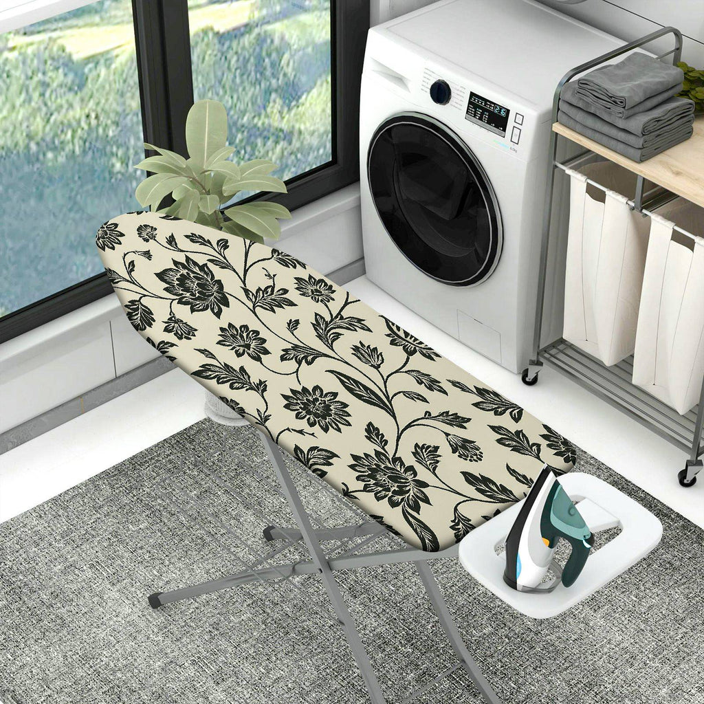 1-Piece Floral Pattern Black Beige  Ironing Board Cover, Universal Size, Without Board