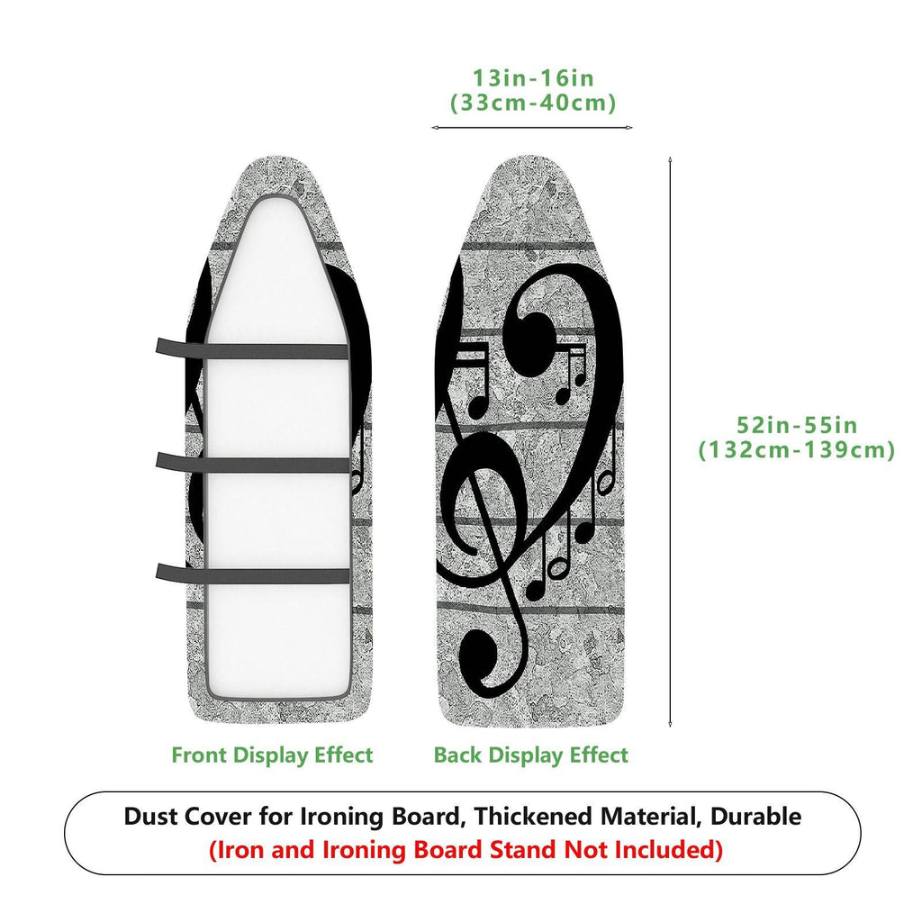 1-Piece Musical Note Gray Pattern Abstract  Ironing Board Cover, Universal Size, Without Board