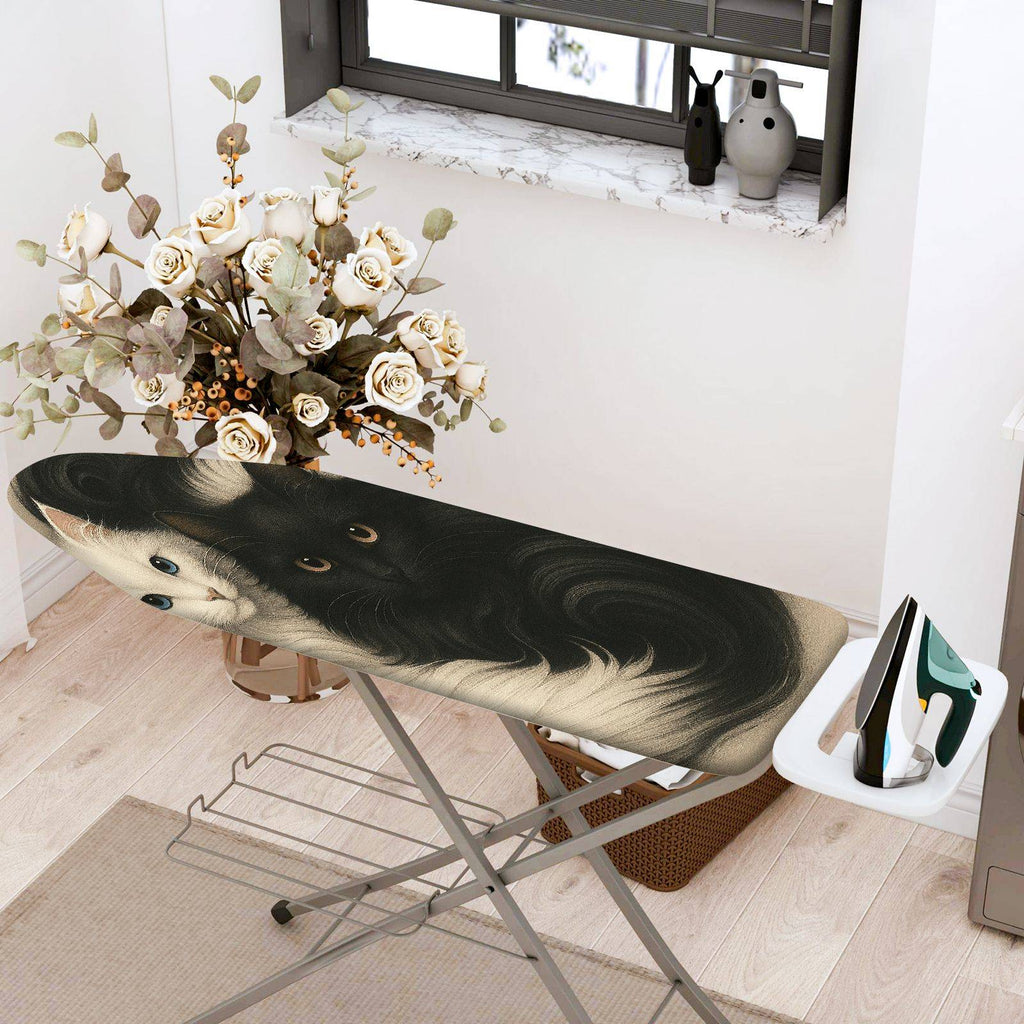 1-Piece Cat Black White Animals  Ironing Board Cover, Universal Size, Without Board