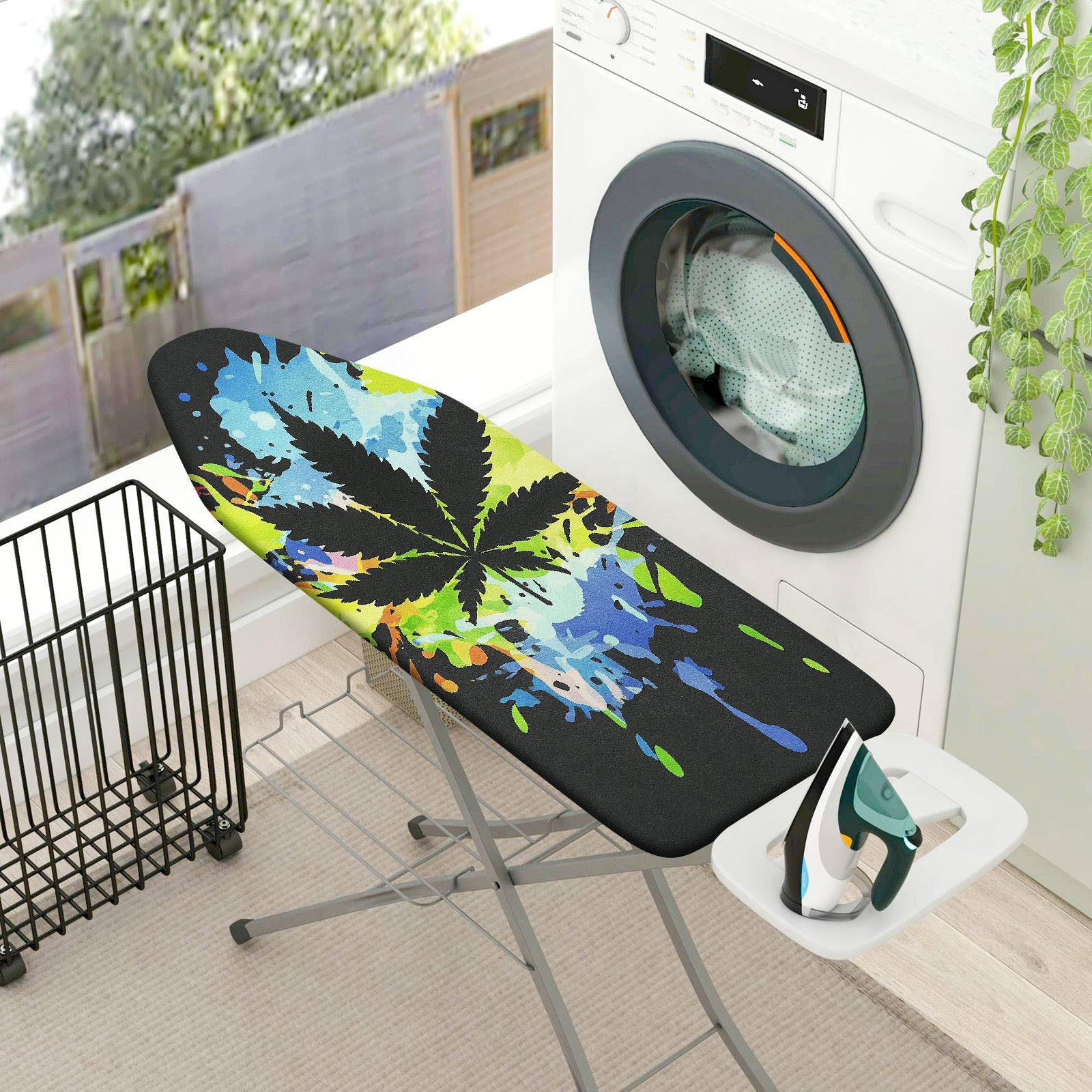 1-Piece Colorful Leaf Artistic Abstract  Ironing Board Cover, Universal Size, Without Board