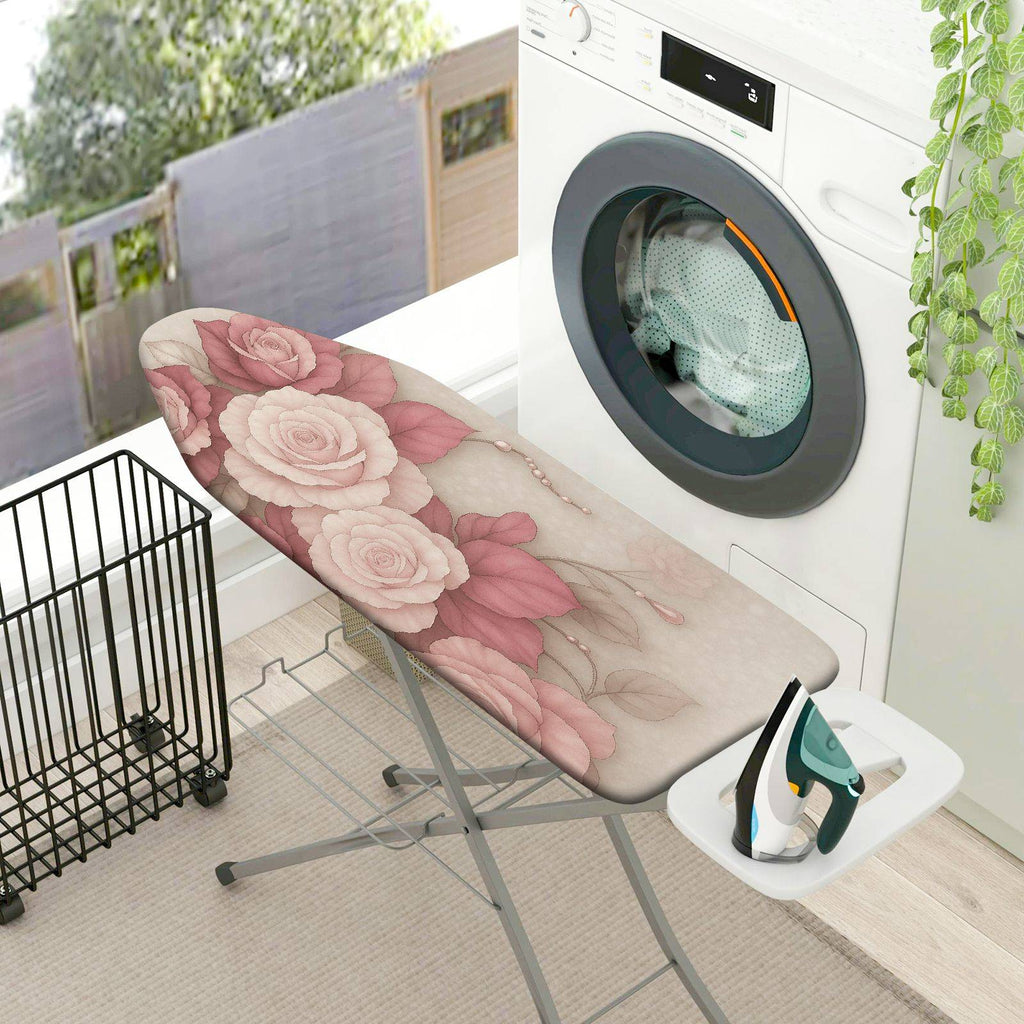 1-Piece Floral Rose Pink  Ironing Board Cover, Universal Size, Without Board
