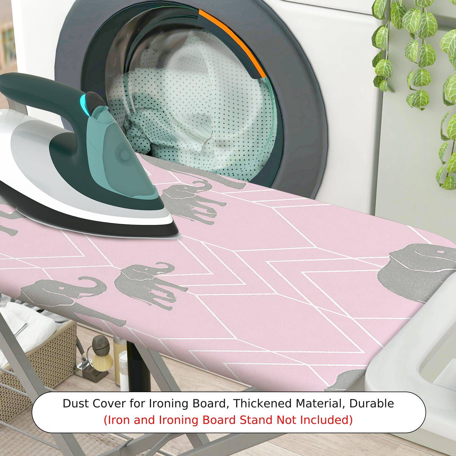 1-Piece Elephant Pink Grey  Ironing Board Cover, Universal Size, Without Board