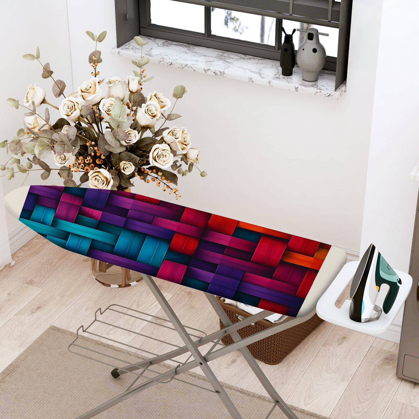1-Piece Colorful Artistic Abstract  Ironing Board Cover, Universal Size, Without Board