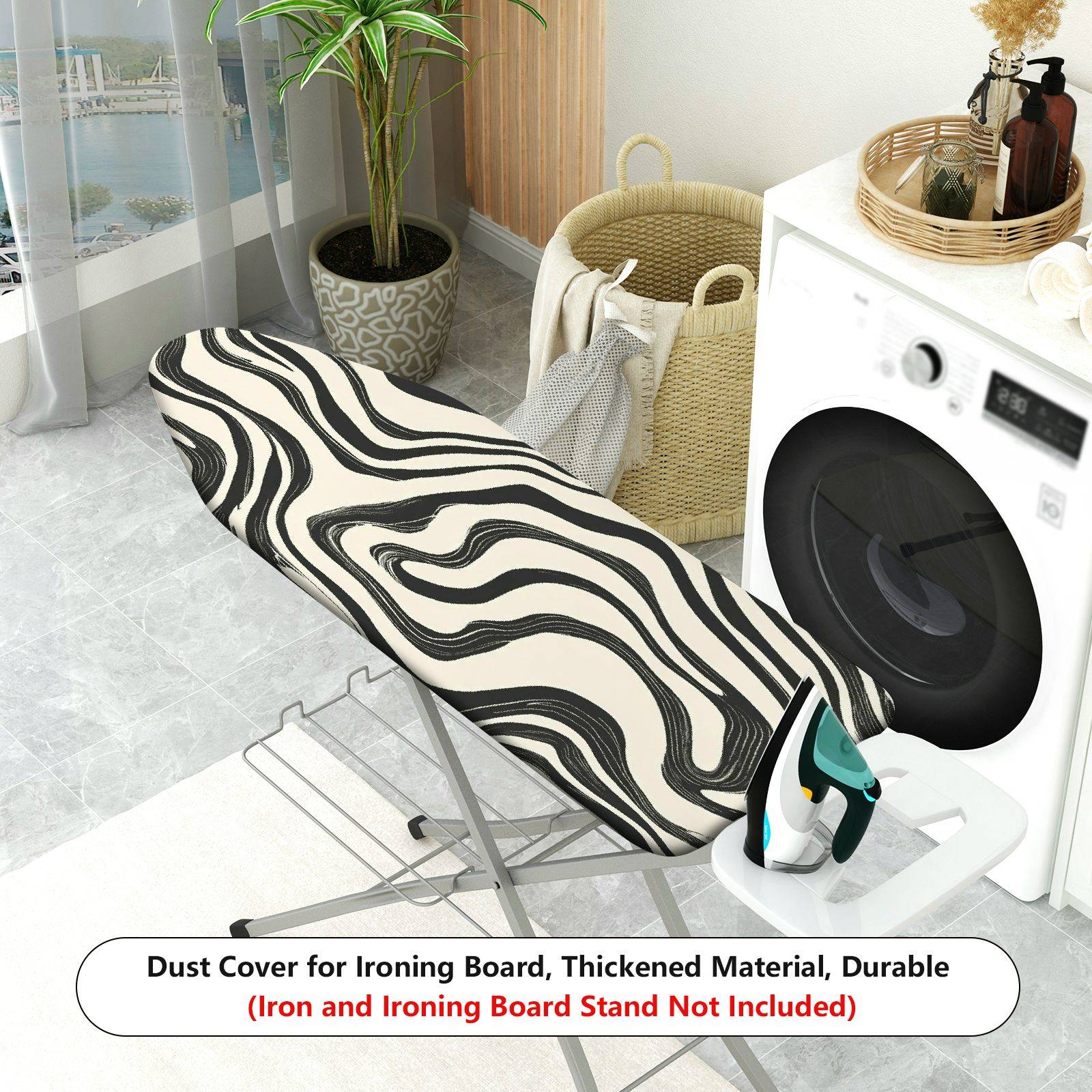 1-Piece Abstract Black White Geometric  Ironing Board Cover, Universal Size, Without Board