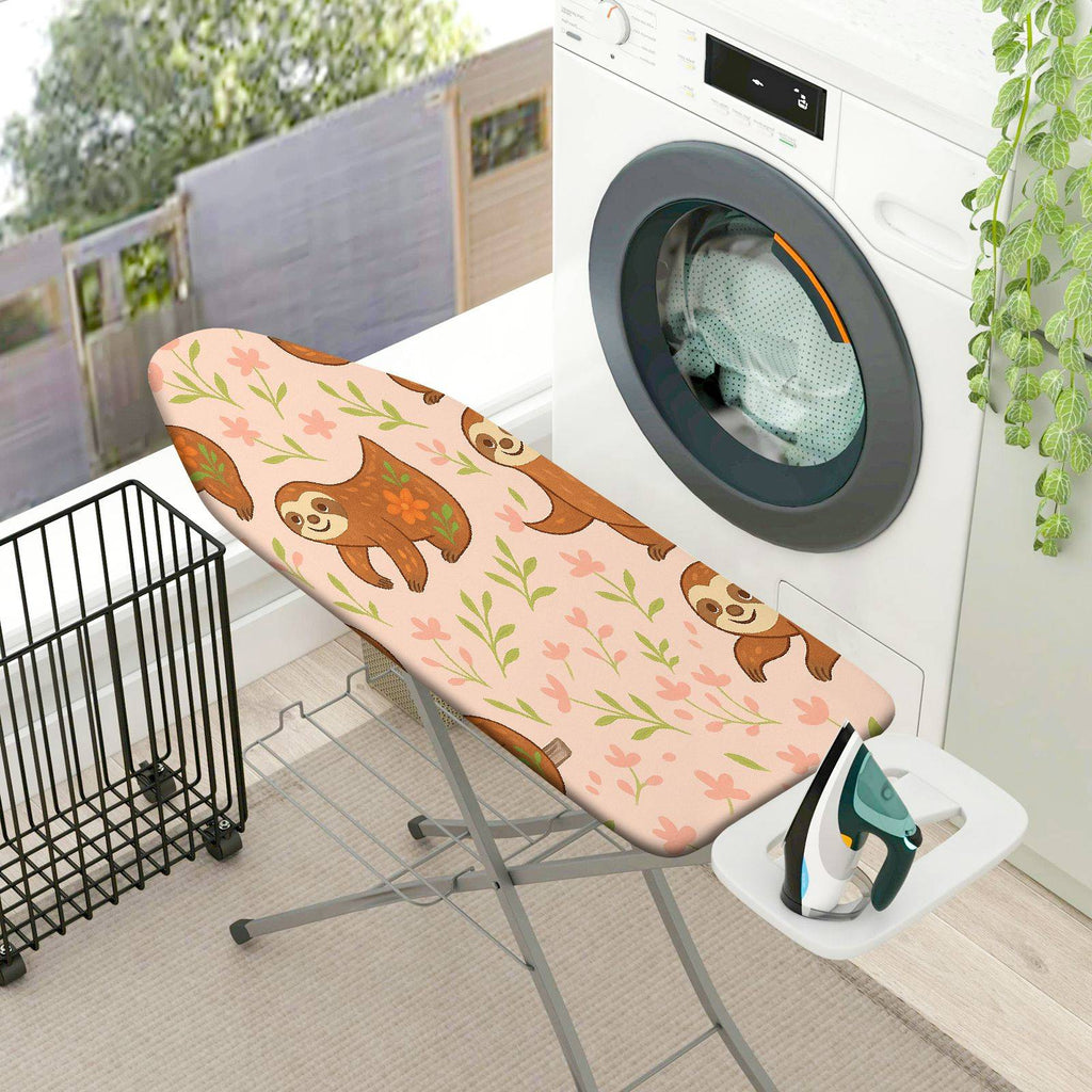 1-Piece Sloth Floral Animal  Ironing Board Cover, Universal Size, Without Board