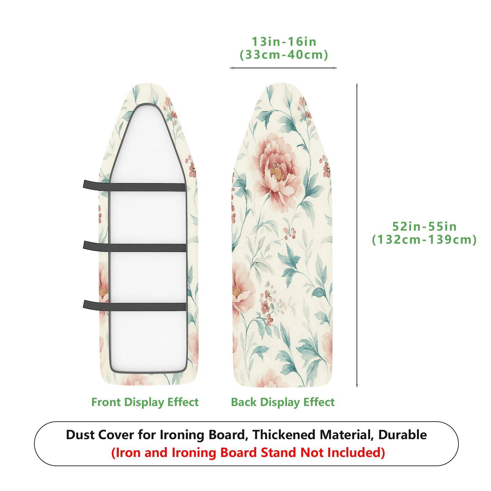 1-Piece Floral Pattern Pink Green  Ironing Board Cover, Universal Size, Without Board