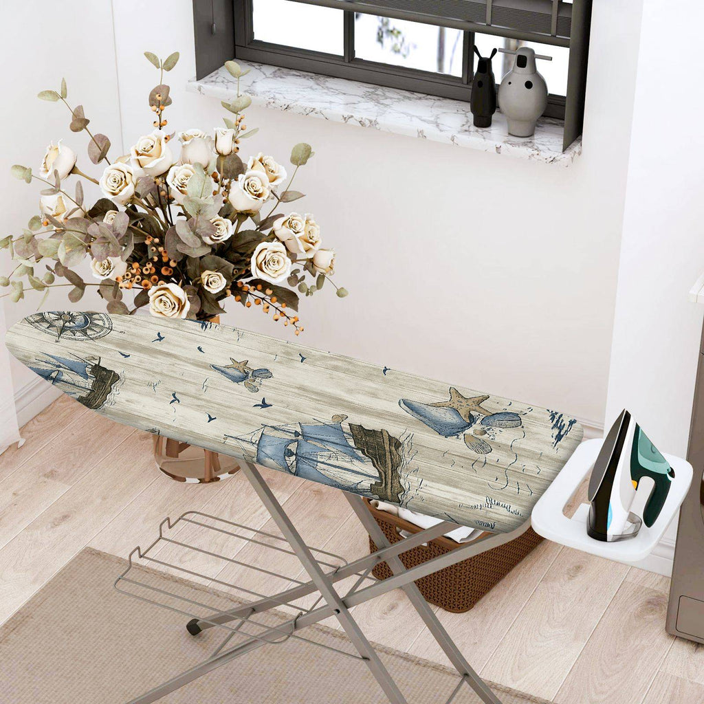 1-Piece Nautical Sailboat Ocean  Ironing Board Cover, Universal Size, Without Board