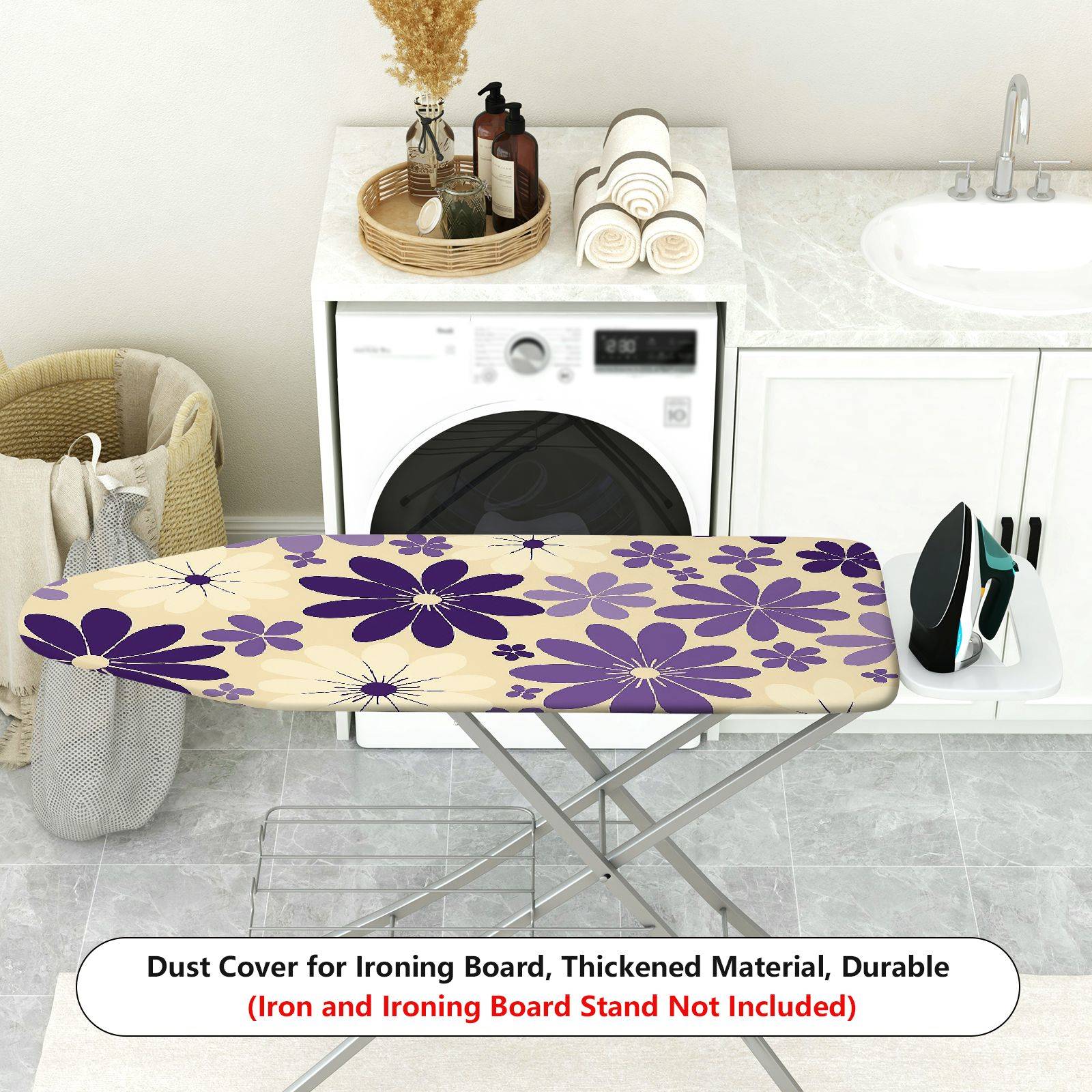 1-Piece Floral Purple Beige Flower  Ironing Board Cover, Universal Size, Without Board