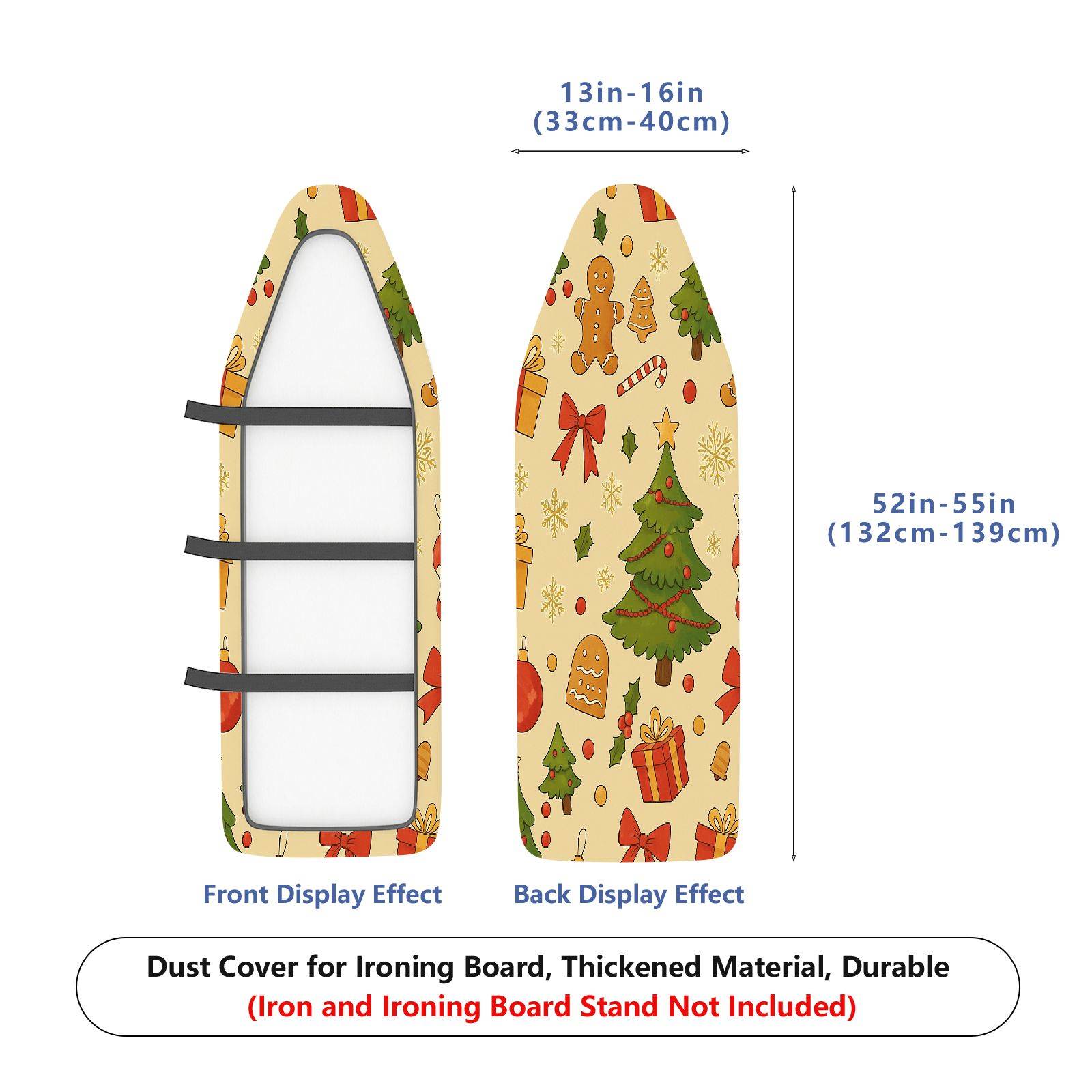 1-Piece Christmas Gingerbread Tree  Ironing Board Cover, Universal Size, Without Board