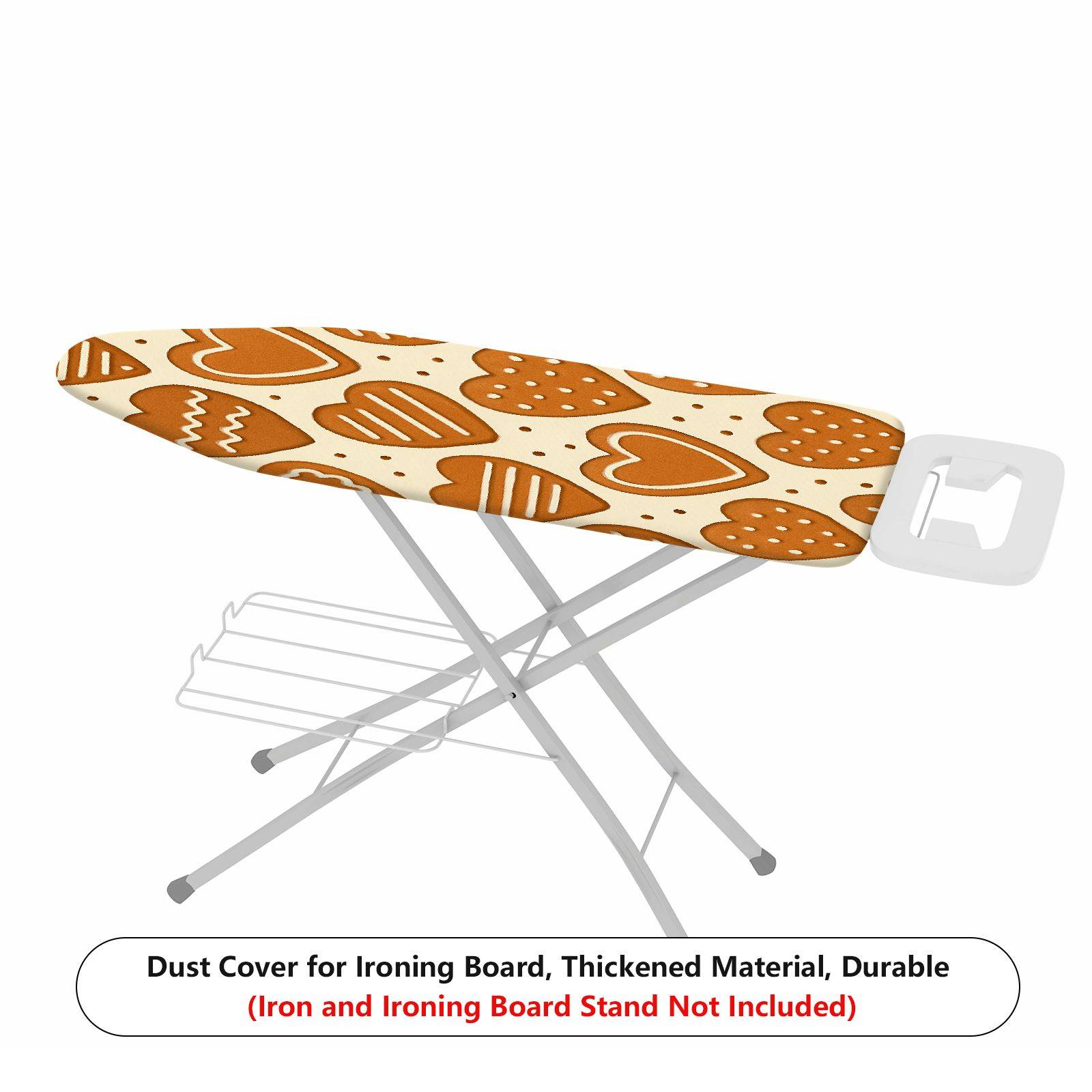 1-Piece Heart Pattern Brown Christmas  Ironing Board Cover, Universal Size, Without Board