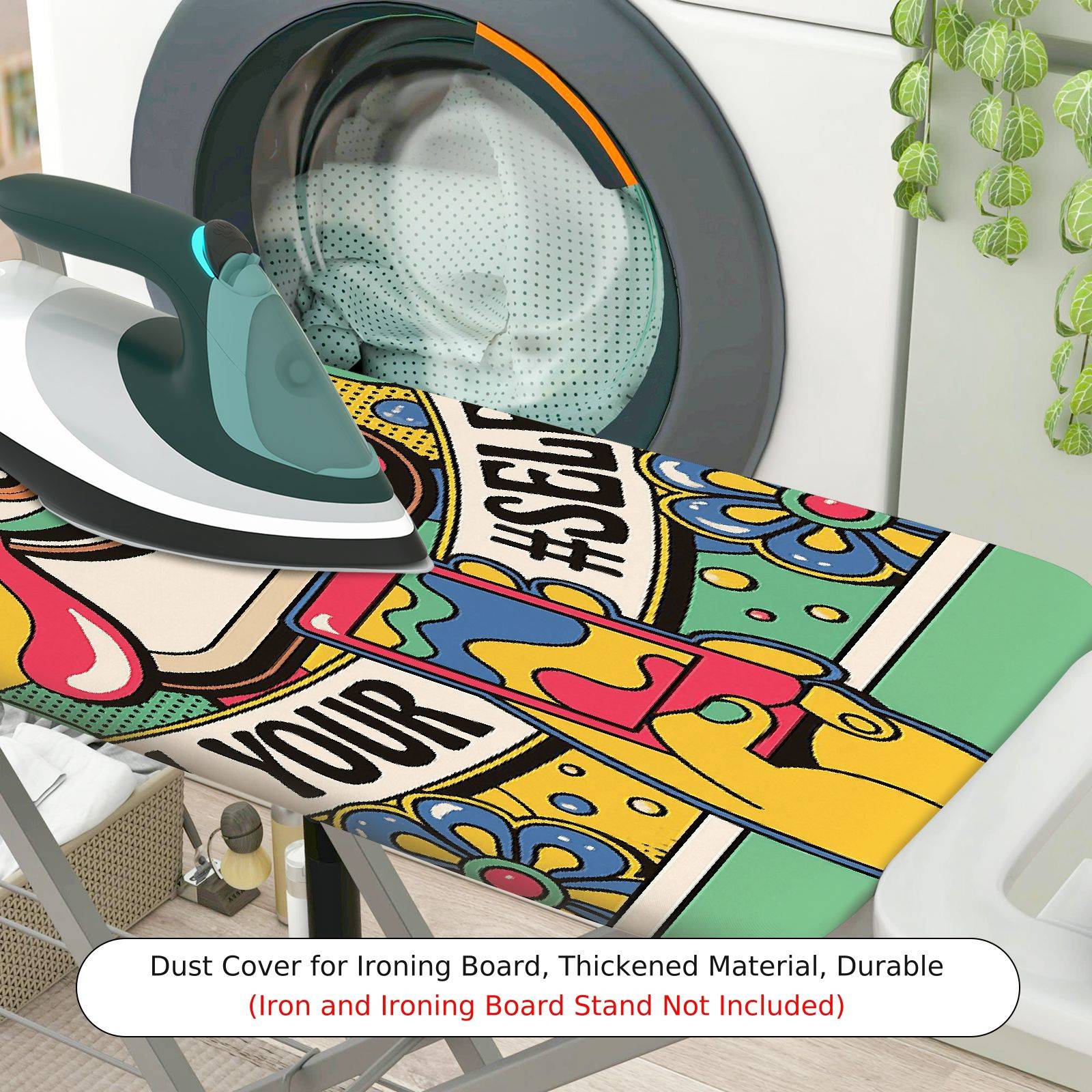 1-Piece Colorful Retro Camera Graphic  Ironing Board Cover, Universal Size, Without Board