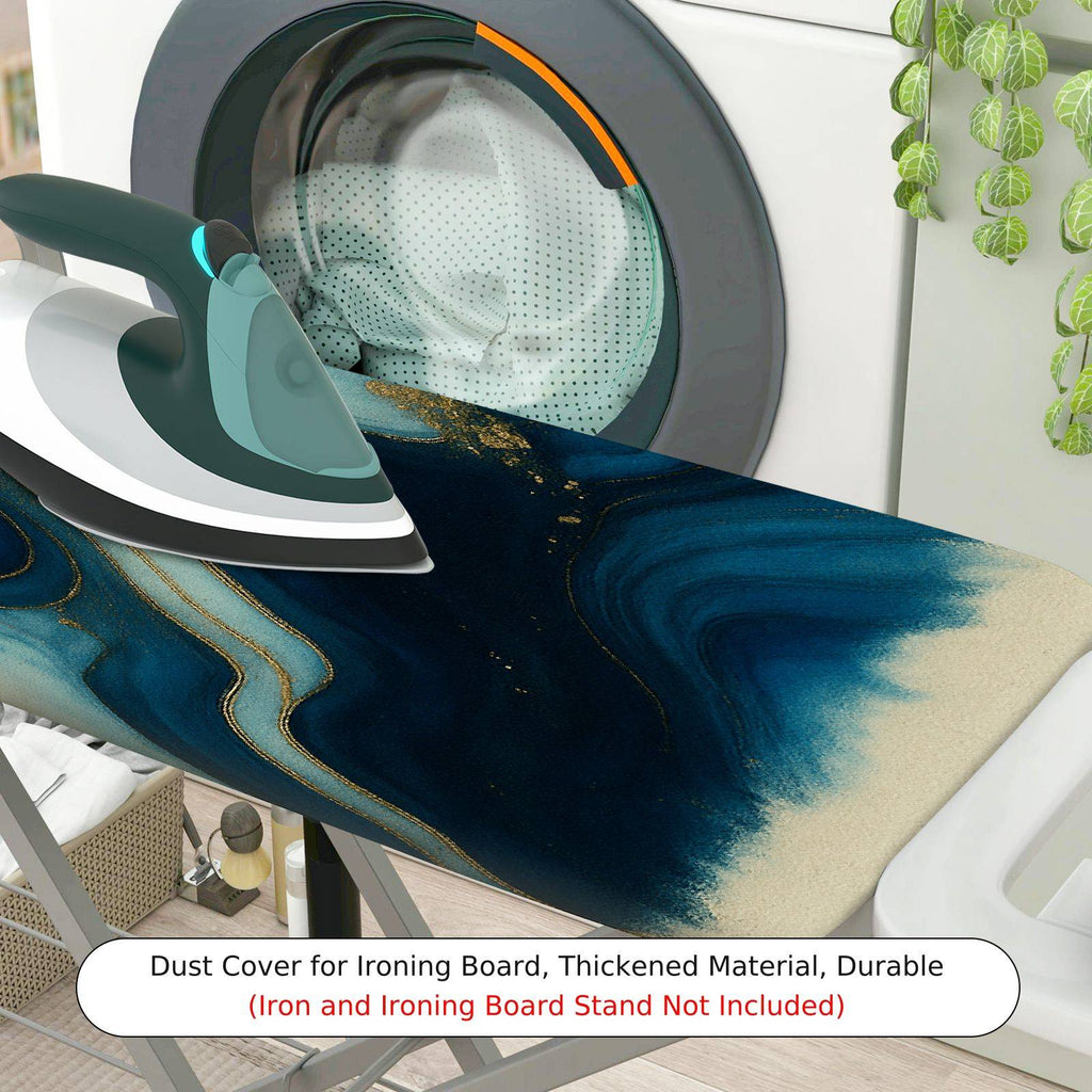 1-Piece Marble Abstract Blue Gold  Ironing Board Cover, Universal Size, Without Board