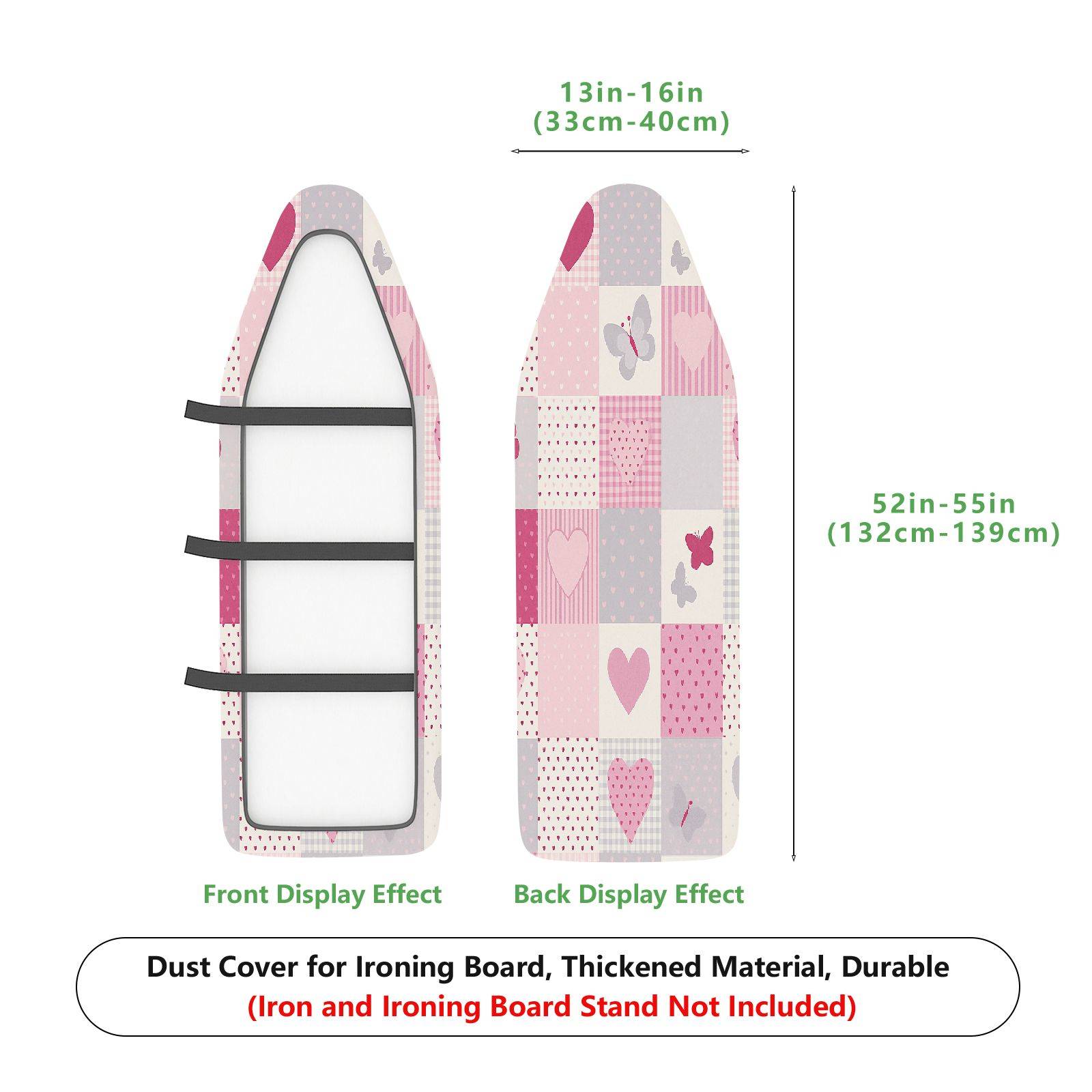 1-Piece Heart Butterfly Pink  Ironing Board Cover, Universal Size, Without Board