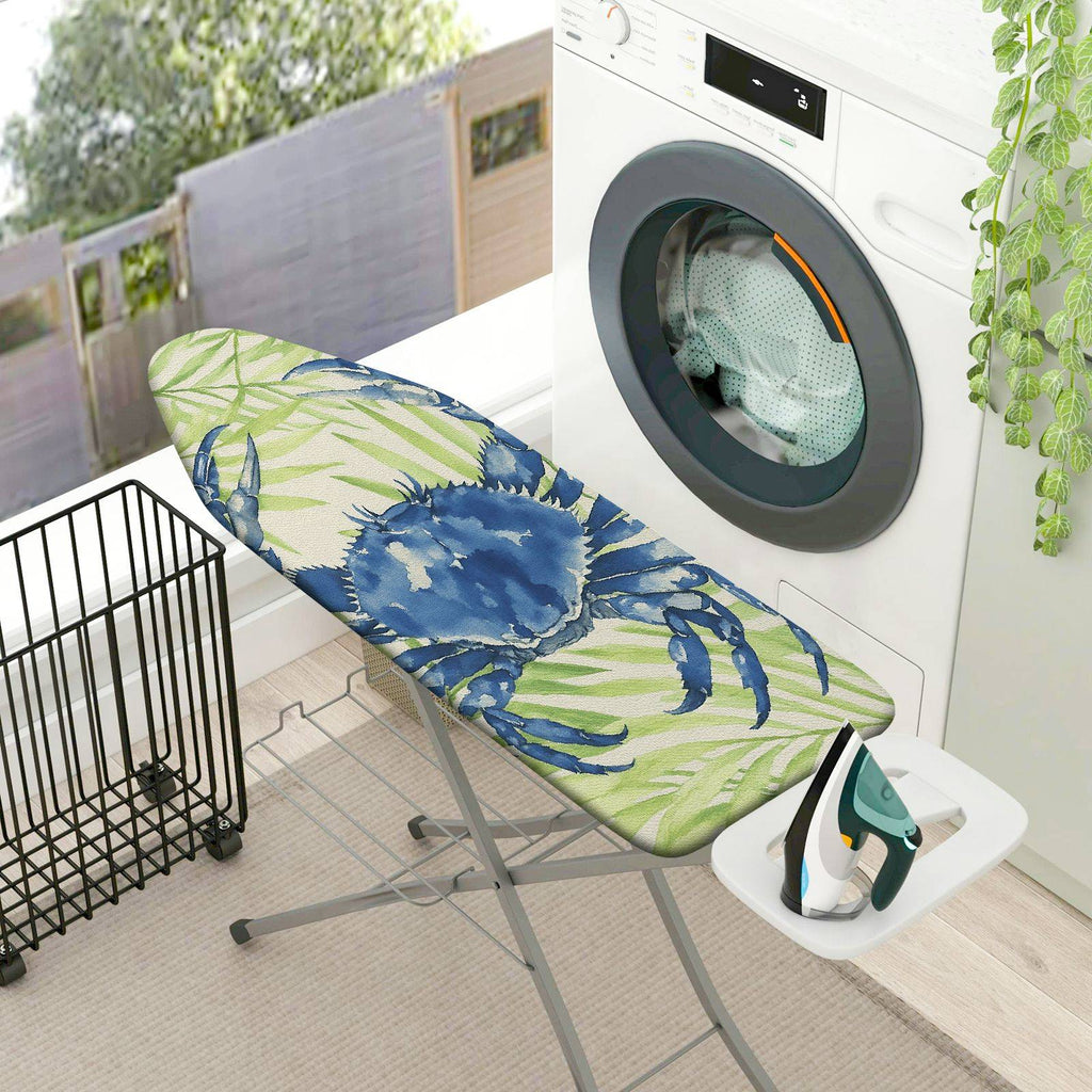 1-Piece Blue Crab Leaves Ocean  Ironing Board Cover, Universal Size, Without Board