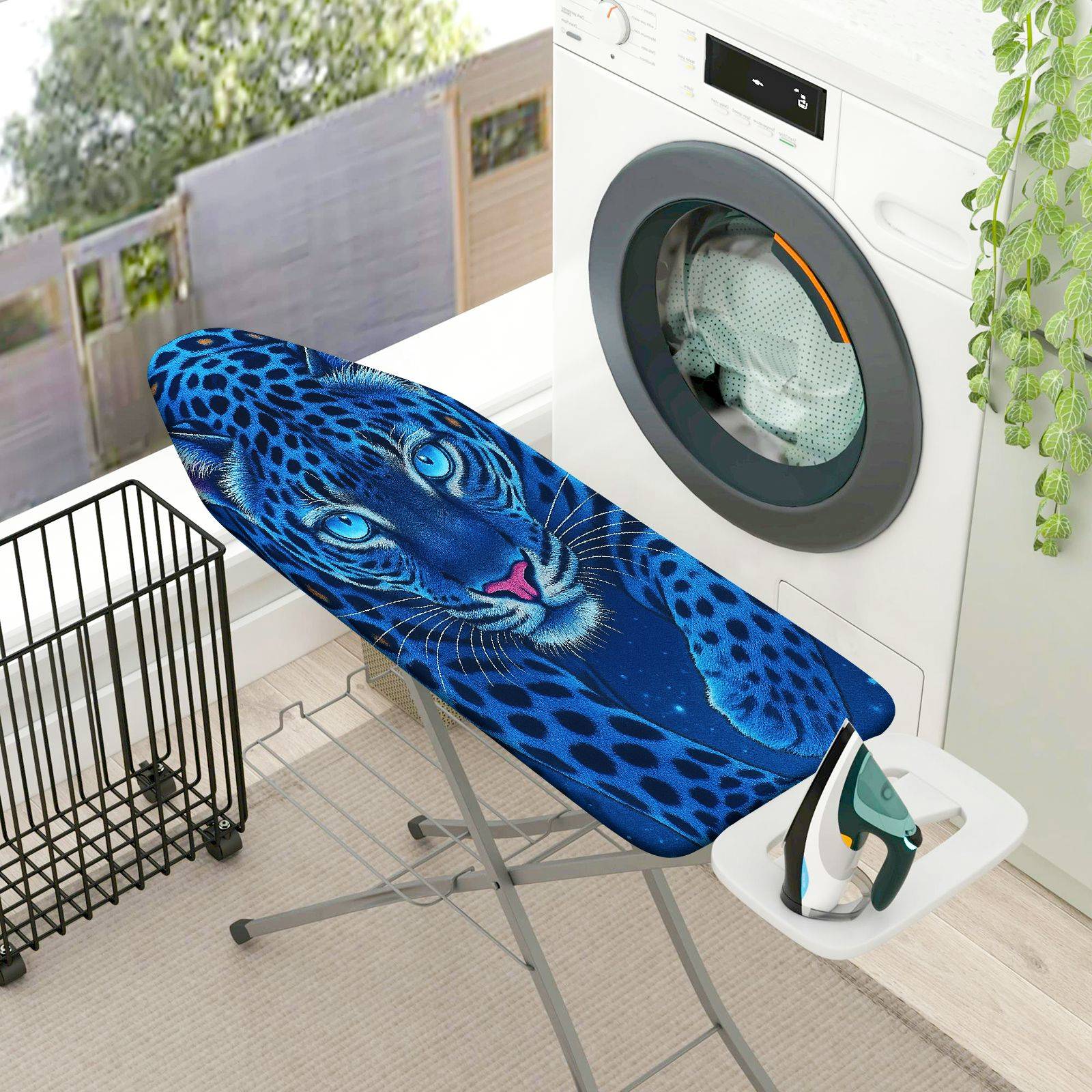 1-Piece Blue Leopard Pattern Animal Print Stylish  Ironing Board Cover, Universal Size, Without Board