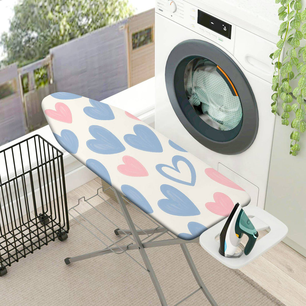 1-Piece Heart Pattern Pink Blue  Ironing Board Cover, Universal Size, Without Board