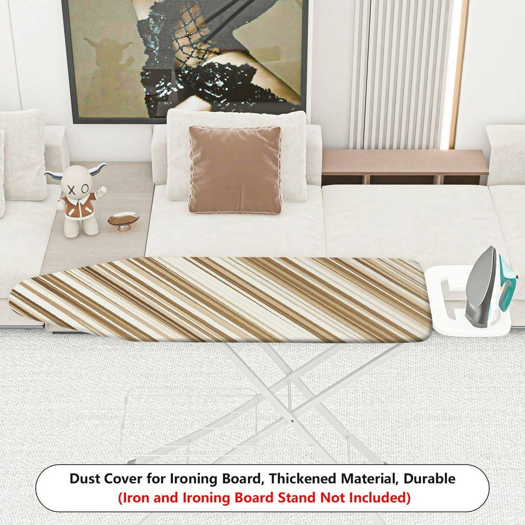 1-Piece Striped Beige Brown Pattern  Ironing Board Cover, Universal Size, Without Board