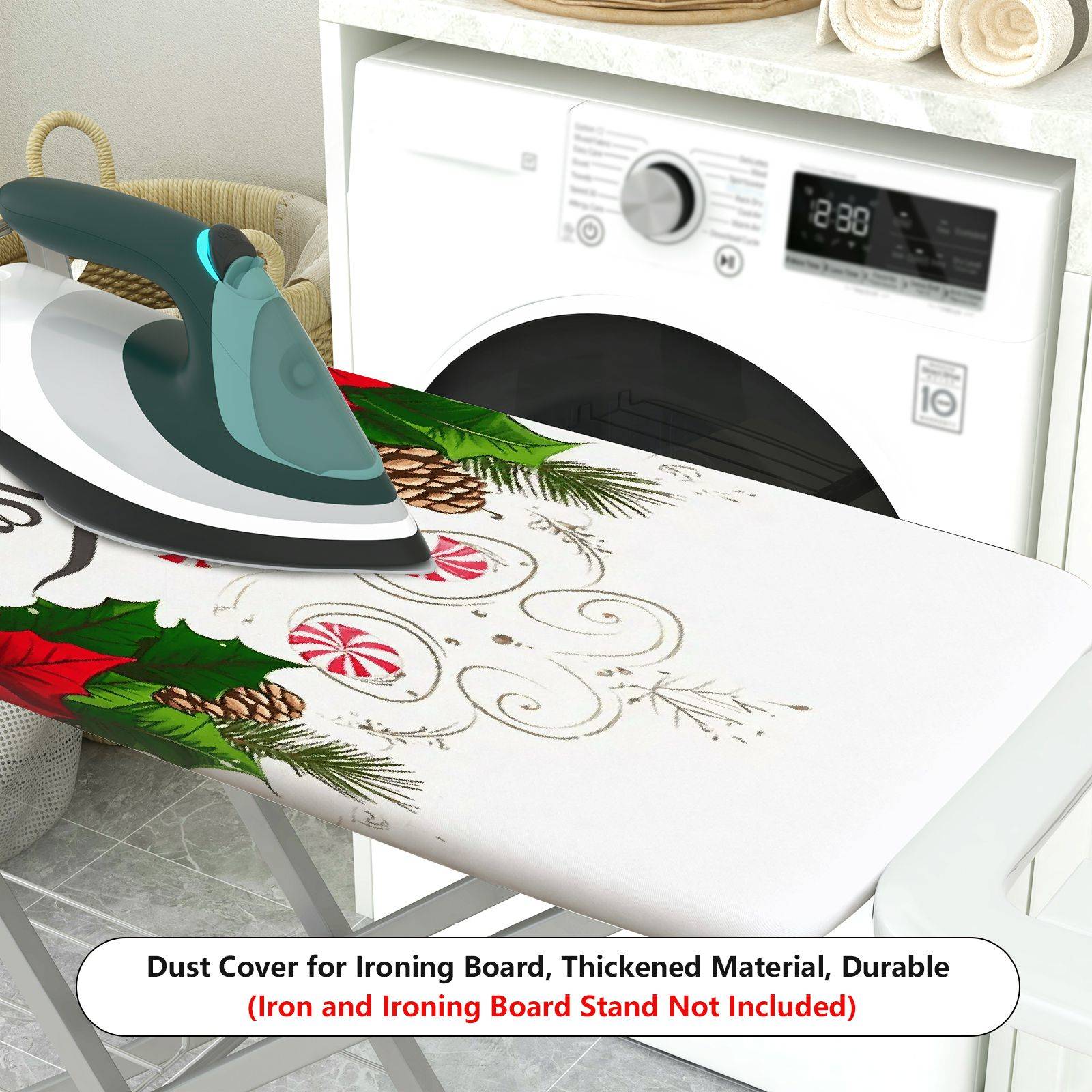 1-Piece Christmas Poinsettia Pinecone  Ironing Board Cover, Universal Size, Without Board