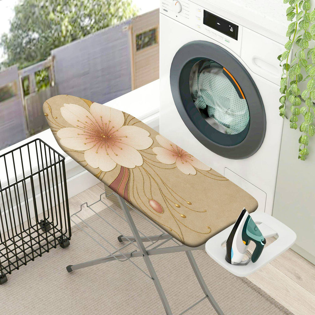 1-Piece Floral Beige Elegant  Ironing Board Cover, Universal Size, Without Board