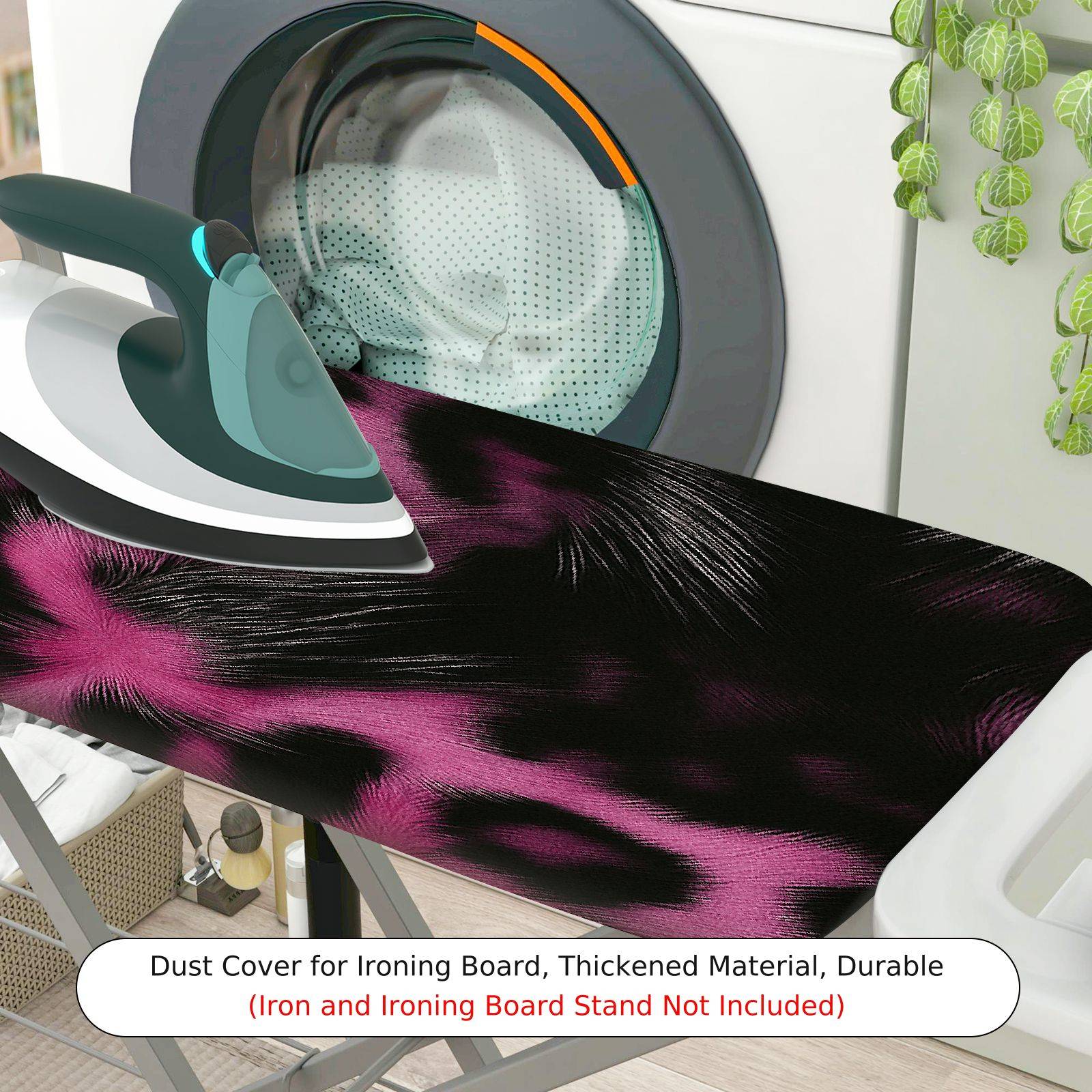 1-Piece Pink Black Leopard Pattern  Ironing Board Cover, Universal Size, Without Board