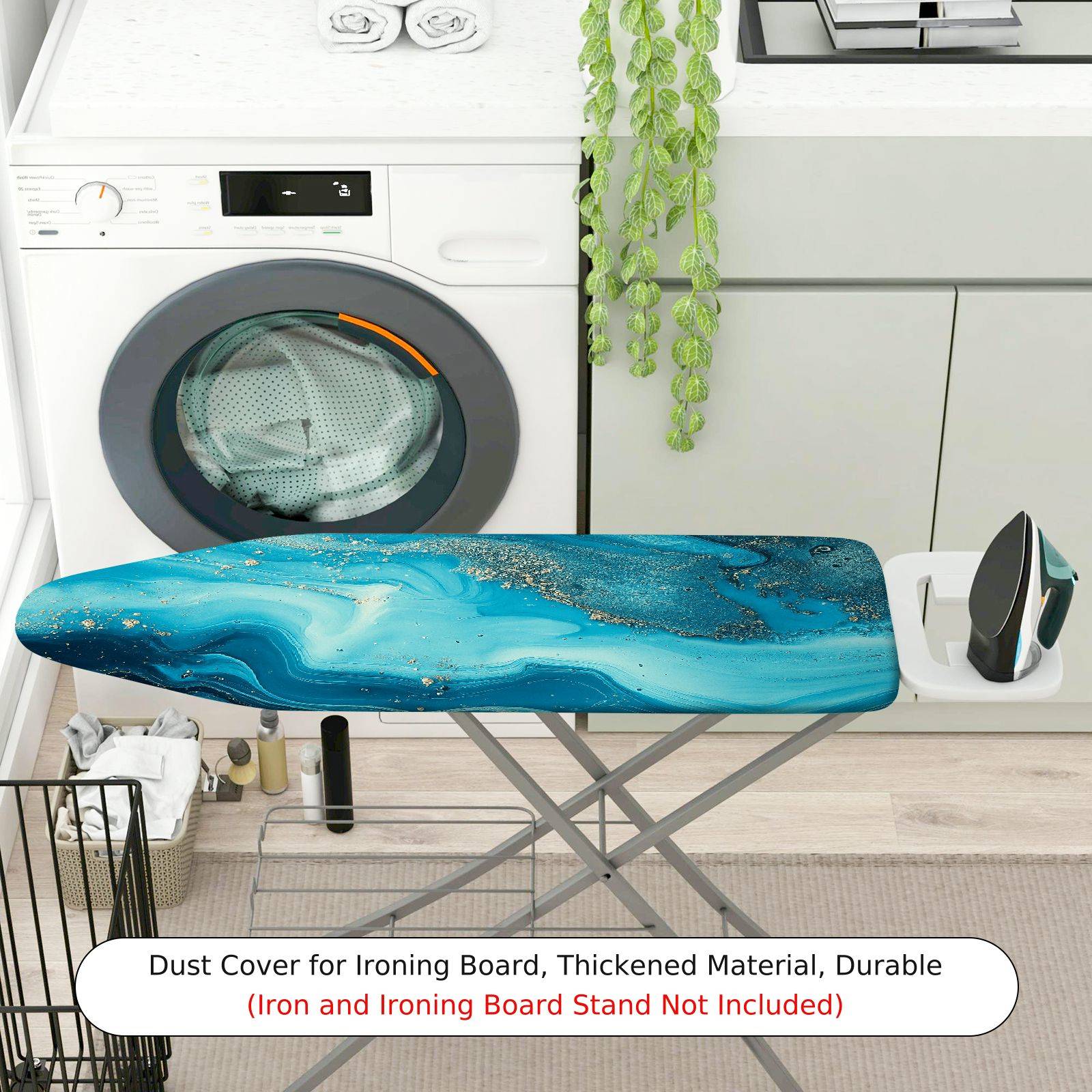 1-Piece Abstract Blue Marble Glitter  Ironing Board Cover, Universal Size, Without Board