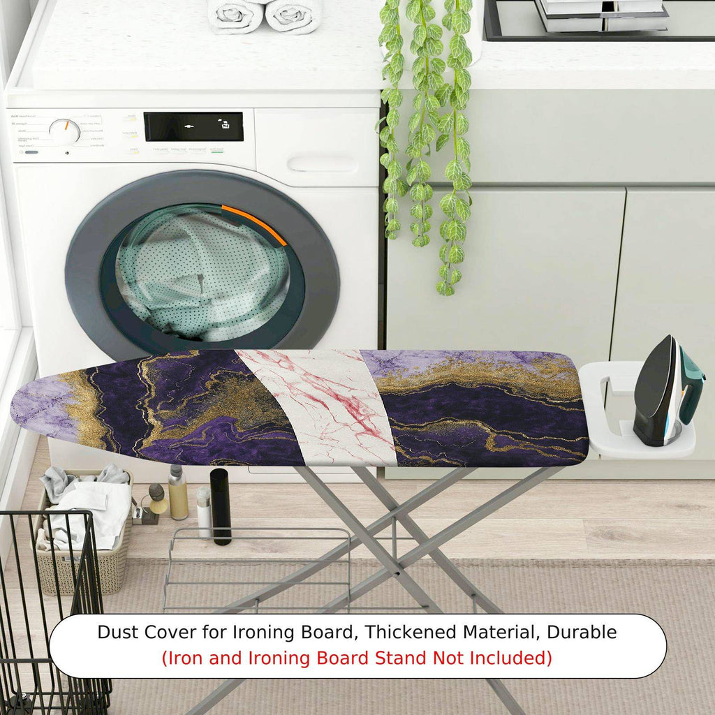 1-Piece Abstract Marble Purple White Gold  Ironing Board Cover, Universal Size, Without Board
