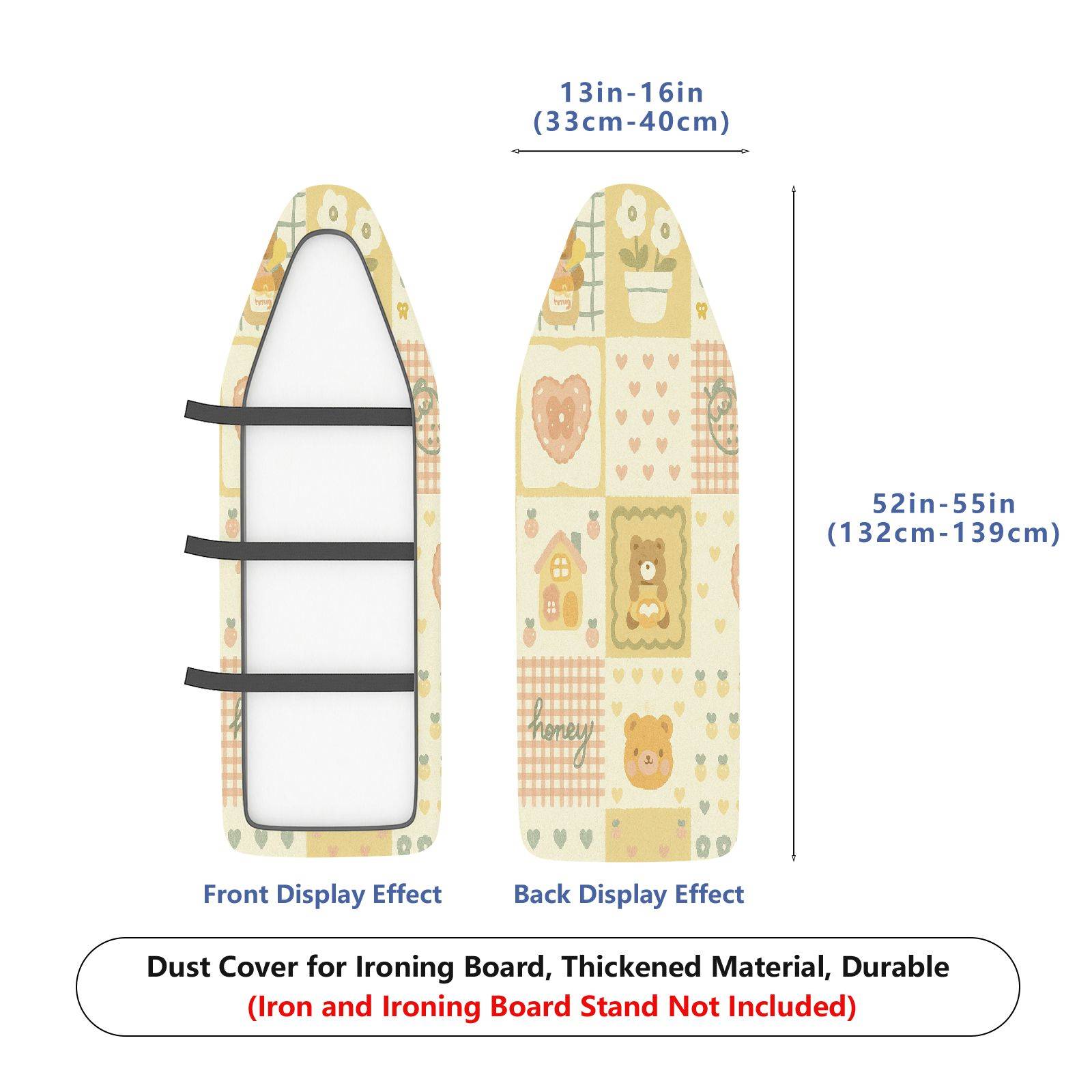 1-Piece Animal Bear Heart Patchwork  Ironing Board Cover, Universal Size, Without Board
