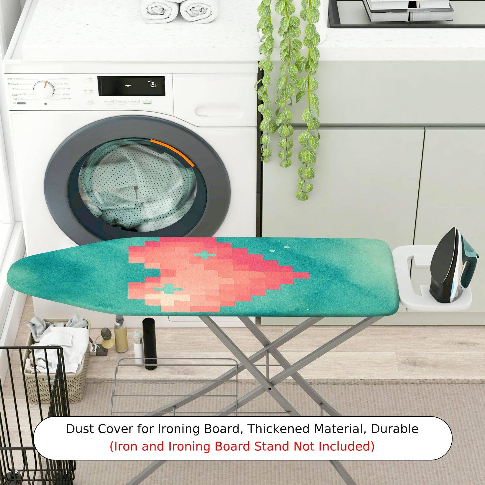 1-Piece Pixel Art Pink Green  Ironing Board Cover, Universal Size, Without Board