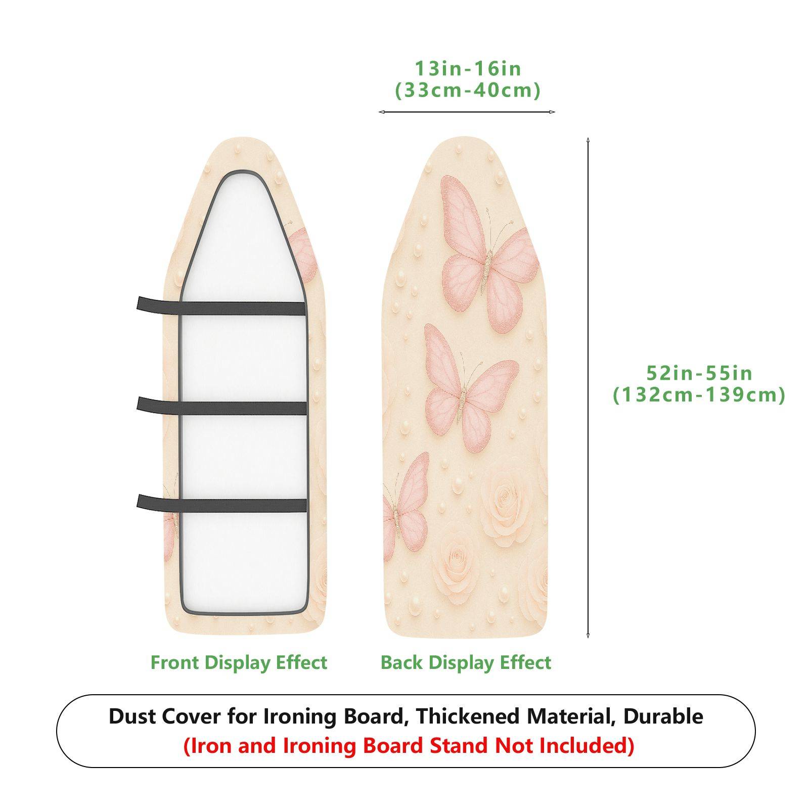 1-Piece Butterfly Floral Pink  Ironing Board Cover, Universal Size, Without Board