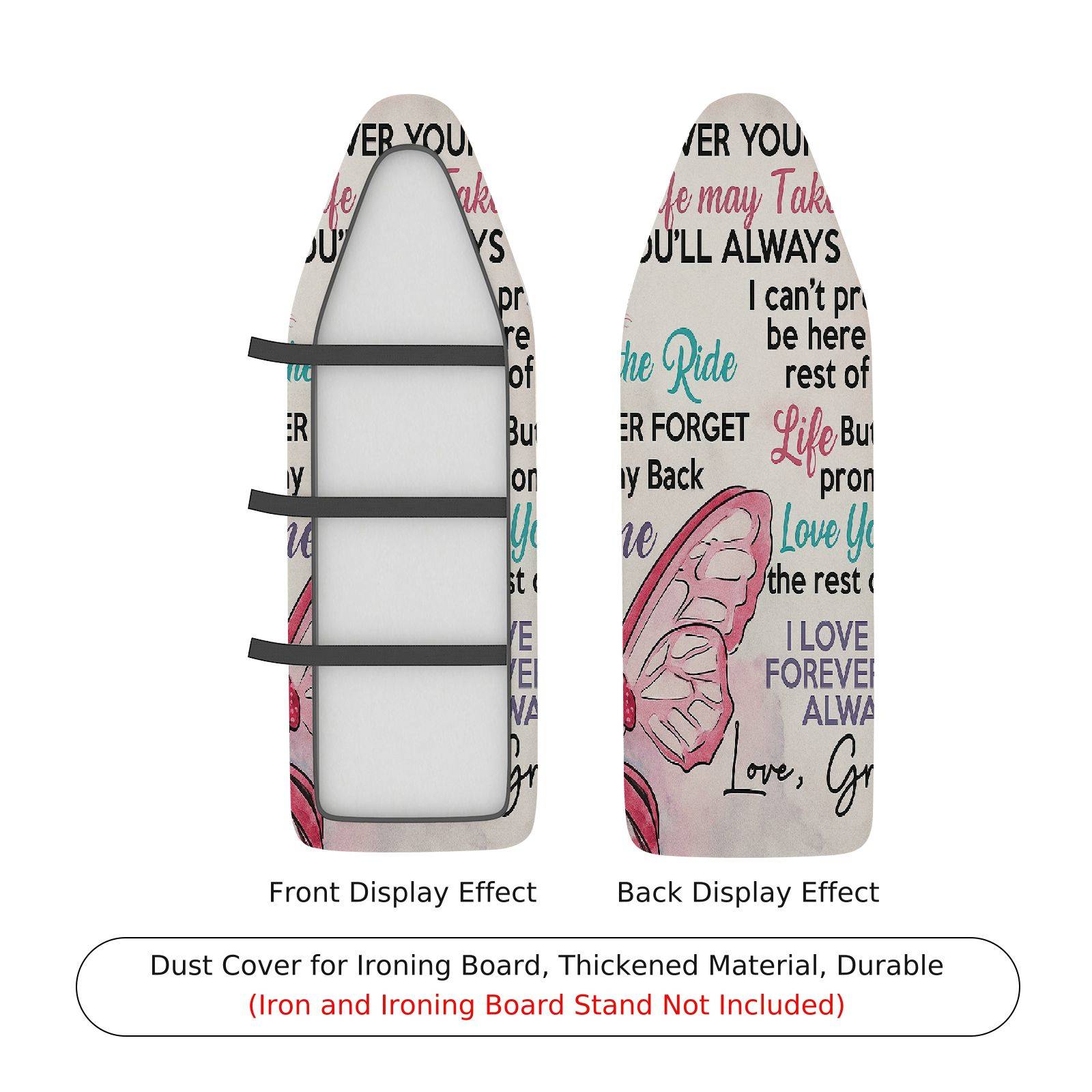 1-Piece Text Printed Pink Love  Ironing Board Cover, Universal Size, Without Board