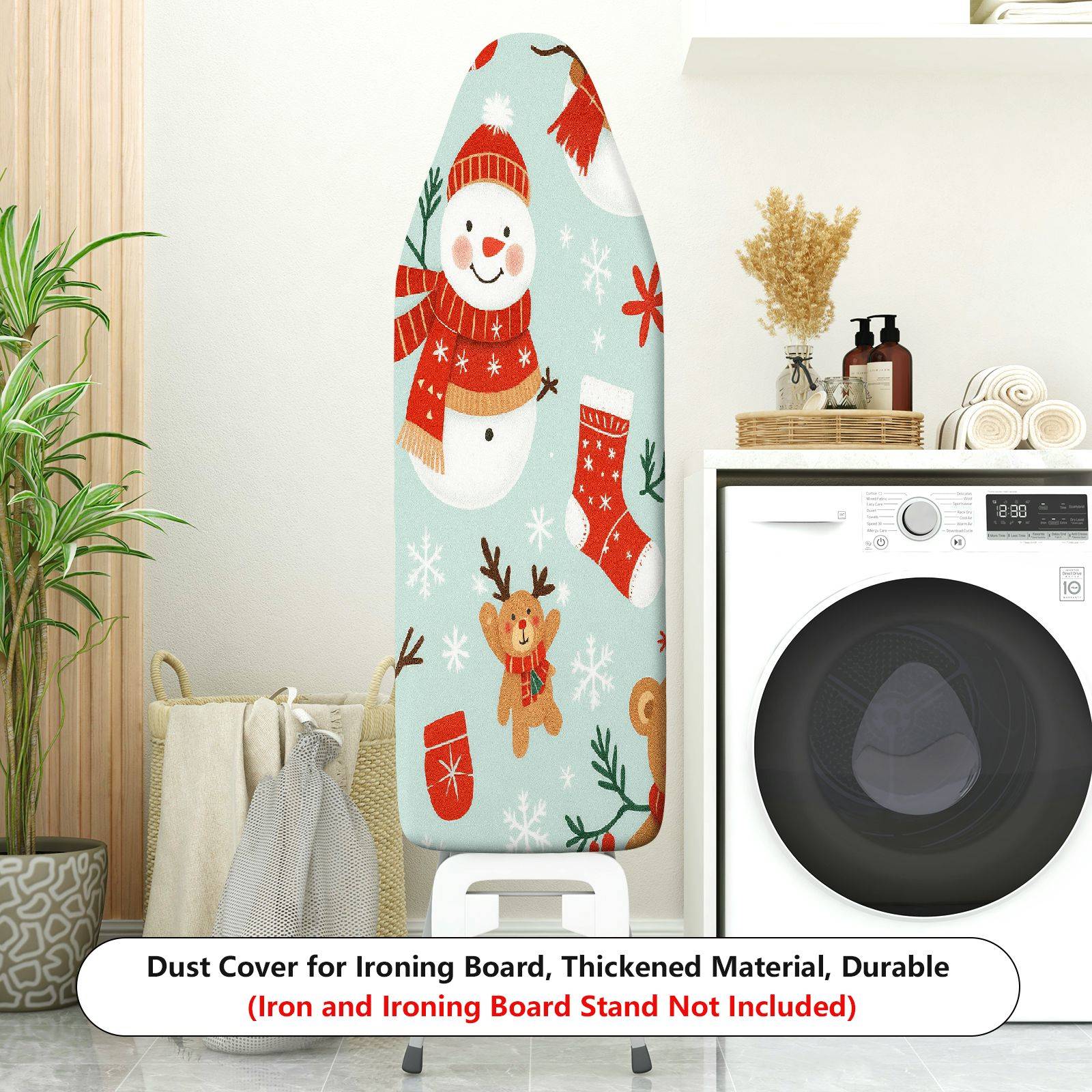 1-Piece Christmas Snowman Reindeer Santa  Ironing Board Cover, Universal Size, Without Board