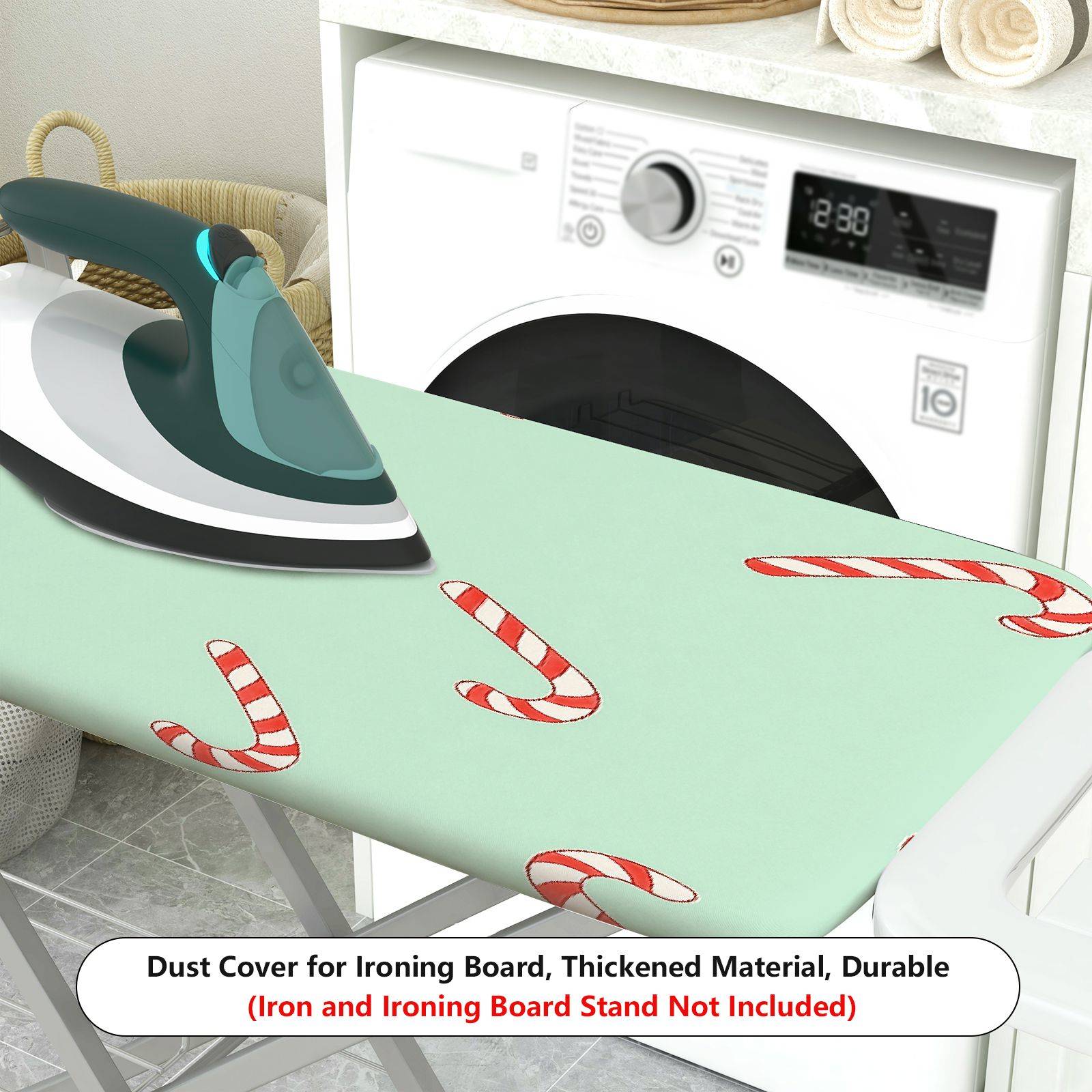 1-Piece Christmas Candy Cane Holiday  Ironing Board Cover, Universal Size, Without Board