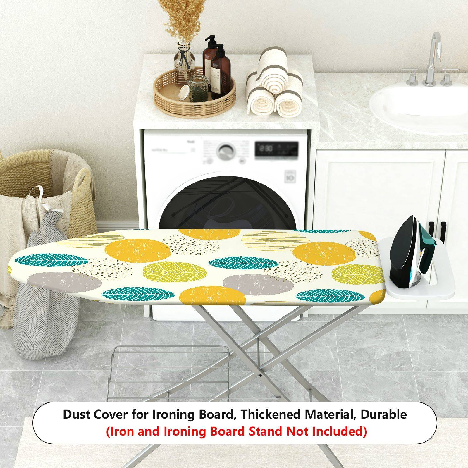 1-Piece Abstract Leaf Pattern Geometric  Ironing Board Cover, Universal Size, Without Board