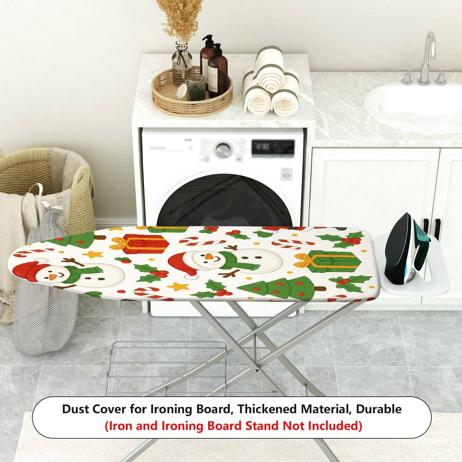 1-Piece Christmas Snowman Gift  Ironing Board Cover, Universal Size, Without Board