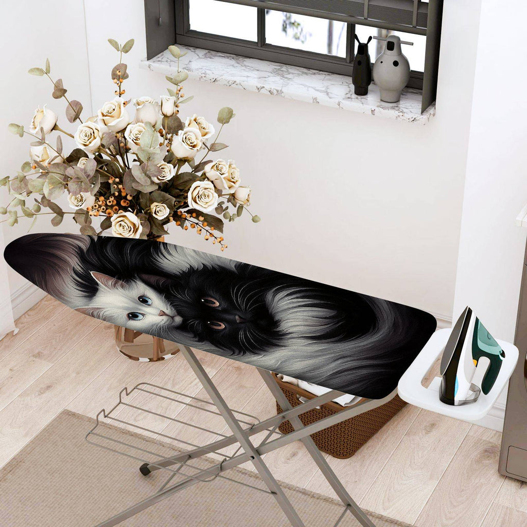 1-Piece Black White Cat Artistic Animal Print  Ironing Board Cover, Universal Size, Without Board