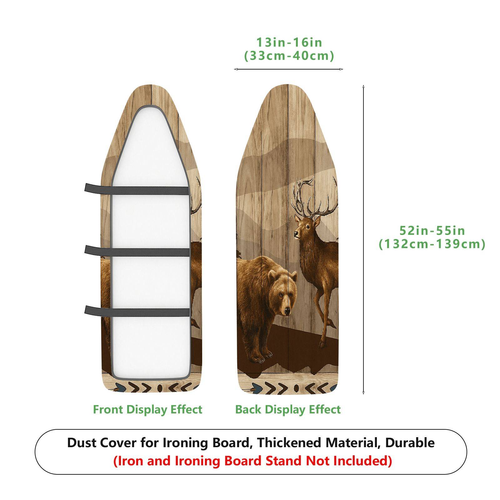 1-Piece Nature Animal Bear Deer  Ironing Board Cover, Universal Size, Without Board