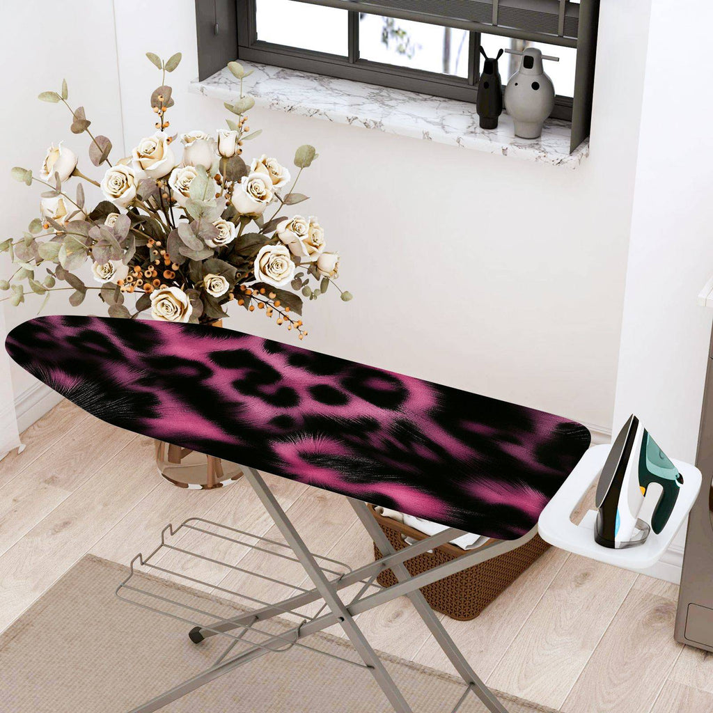 1-Piece Leopard Pattern Pink Black Style  Ironing Board Cover, Universal Size, Without Board