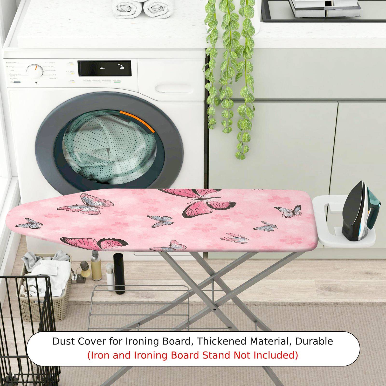 1-Piece Pink Butterfly Floral  Ironing Board Cover, Universal Size, Without Board