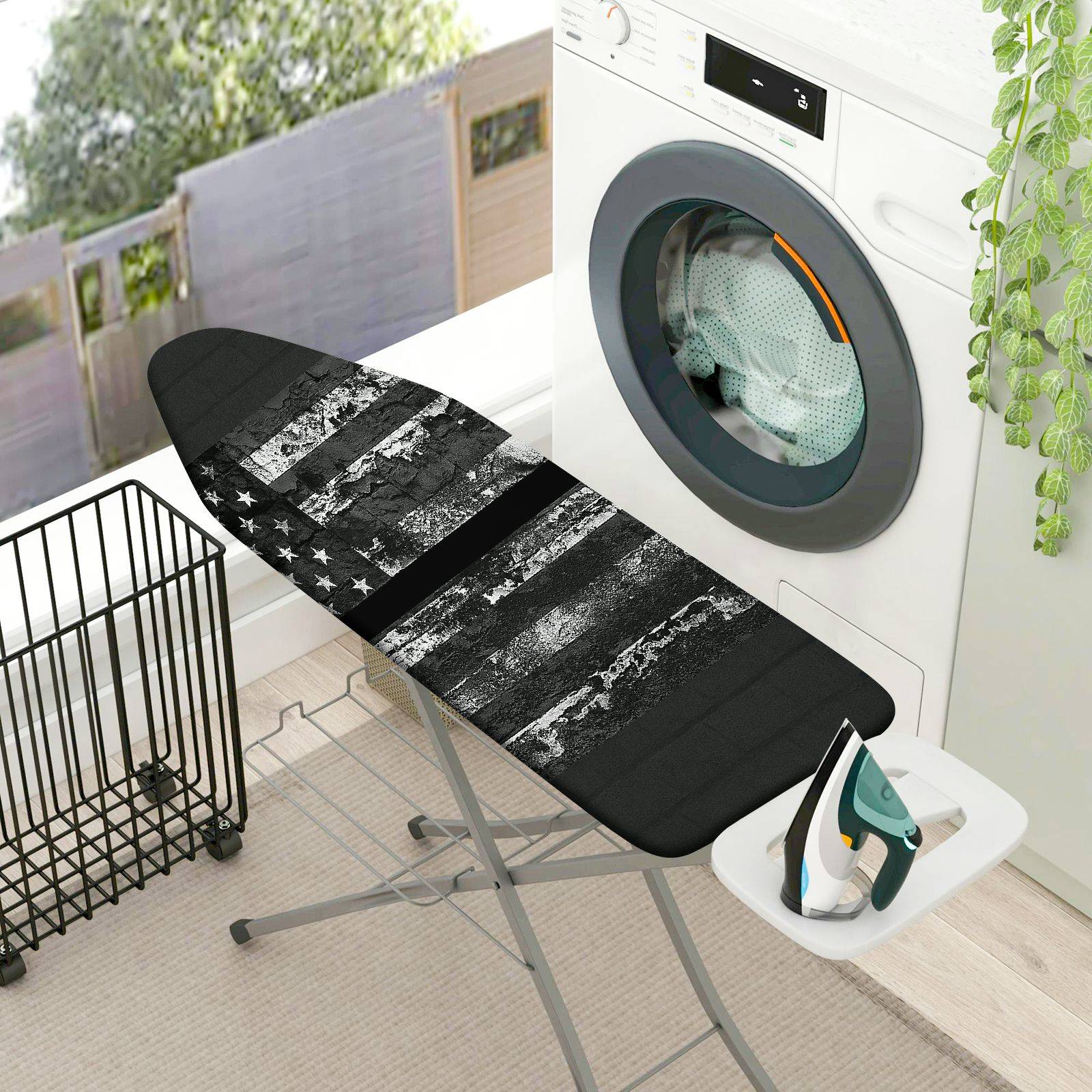1-Piece American Flag Black White  Ironing Board Cover, Universal Size, Without Board