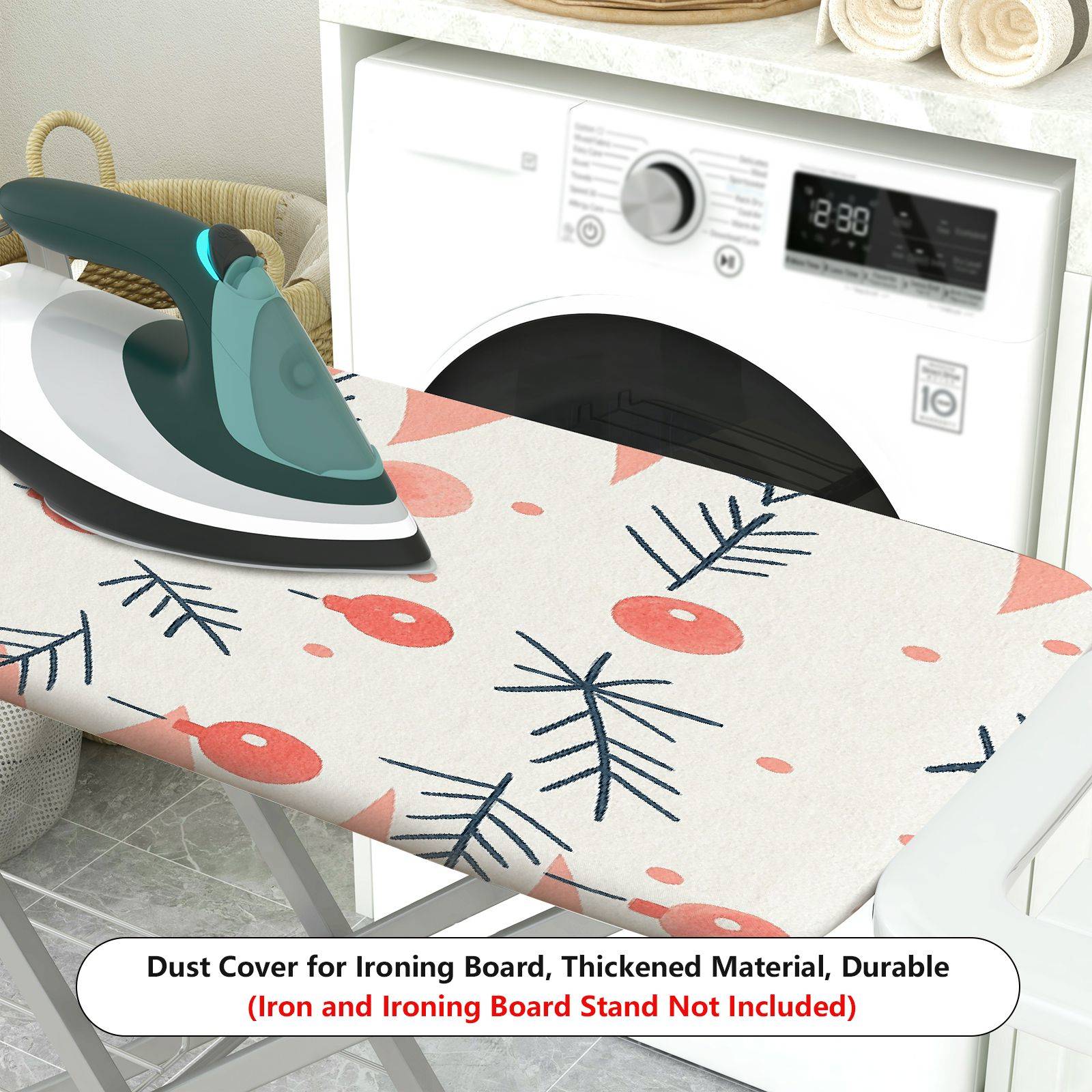 1-Piece Christmas Tree Festive Red Holiday  Ironing Board Cover, Universal Size, Without Board