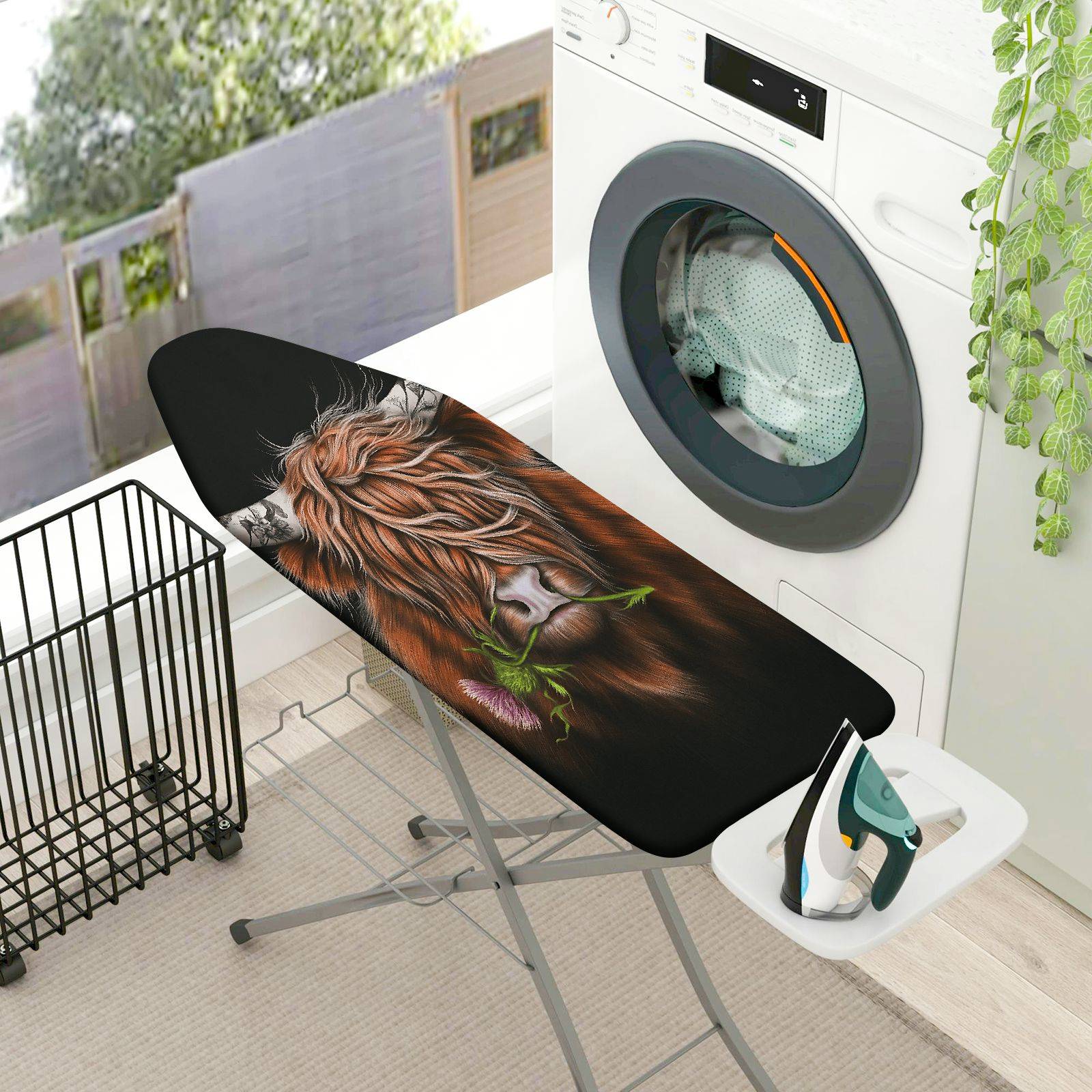 1-Piece Highland Cow Animal Nature  Ironing Board Cover, Universal Size, Without Board