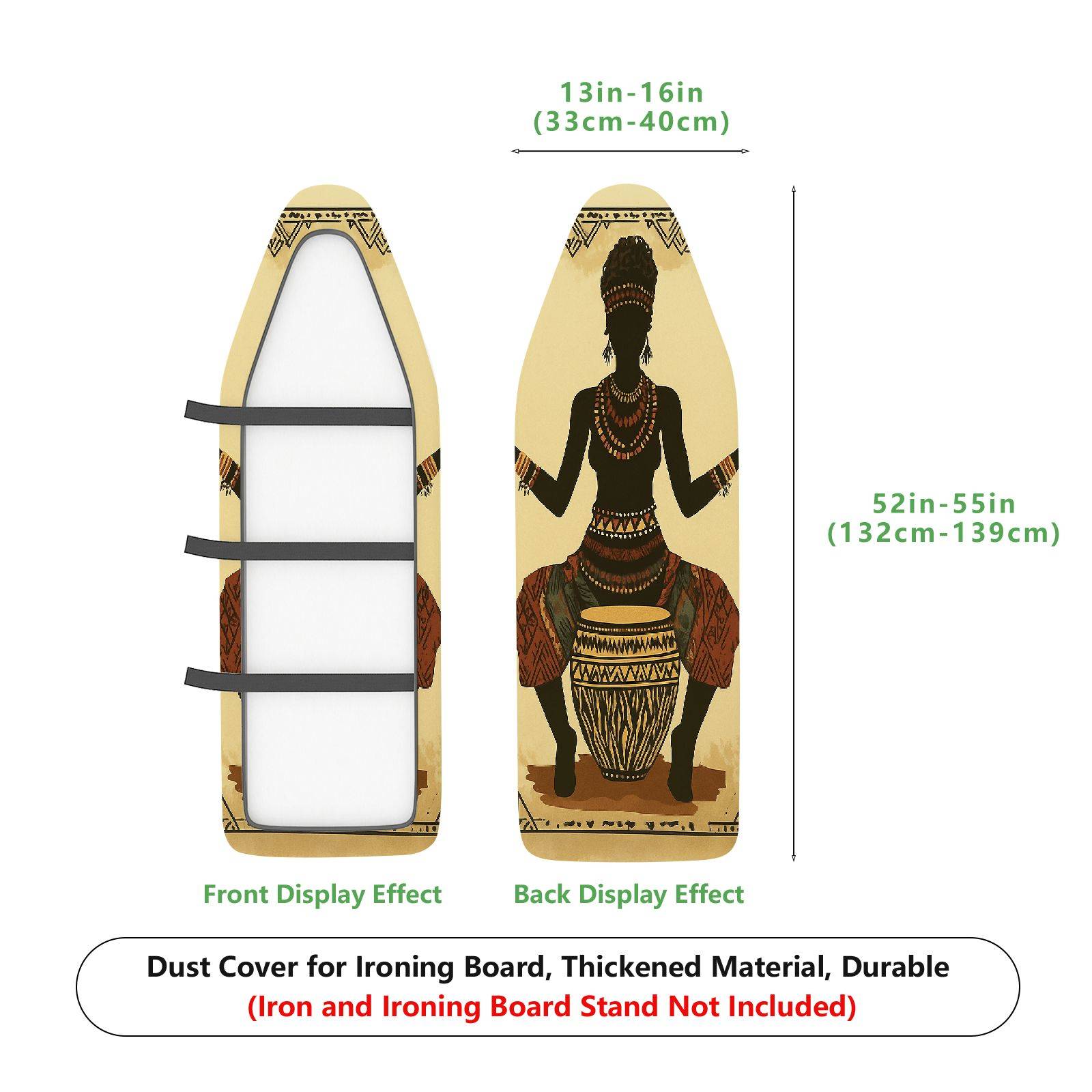 1-Piece African Tribal Art Ethnic Woman Drum  Ironing Board Cover, Universal Size, Without Board