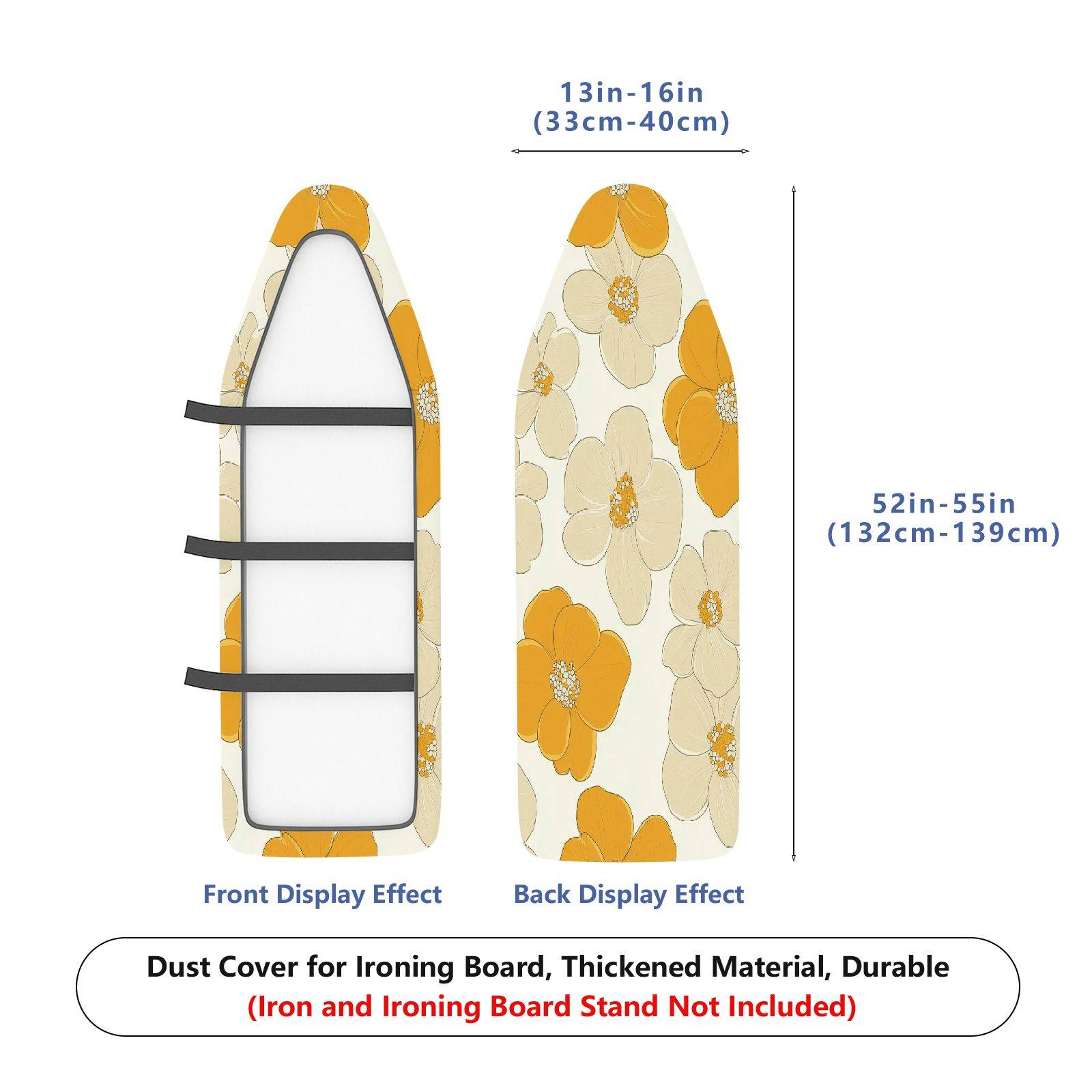 1-Piece Floral Yellow Beige Pattern  Ironing Board Cover, Universal Size, Without Board