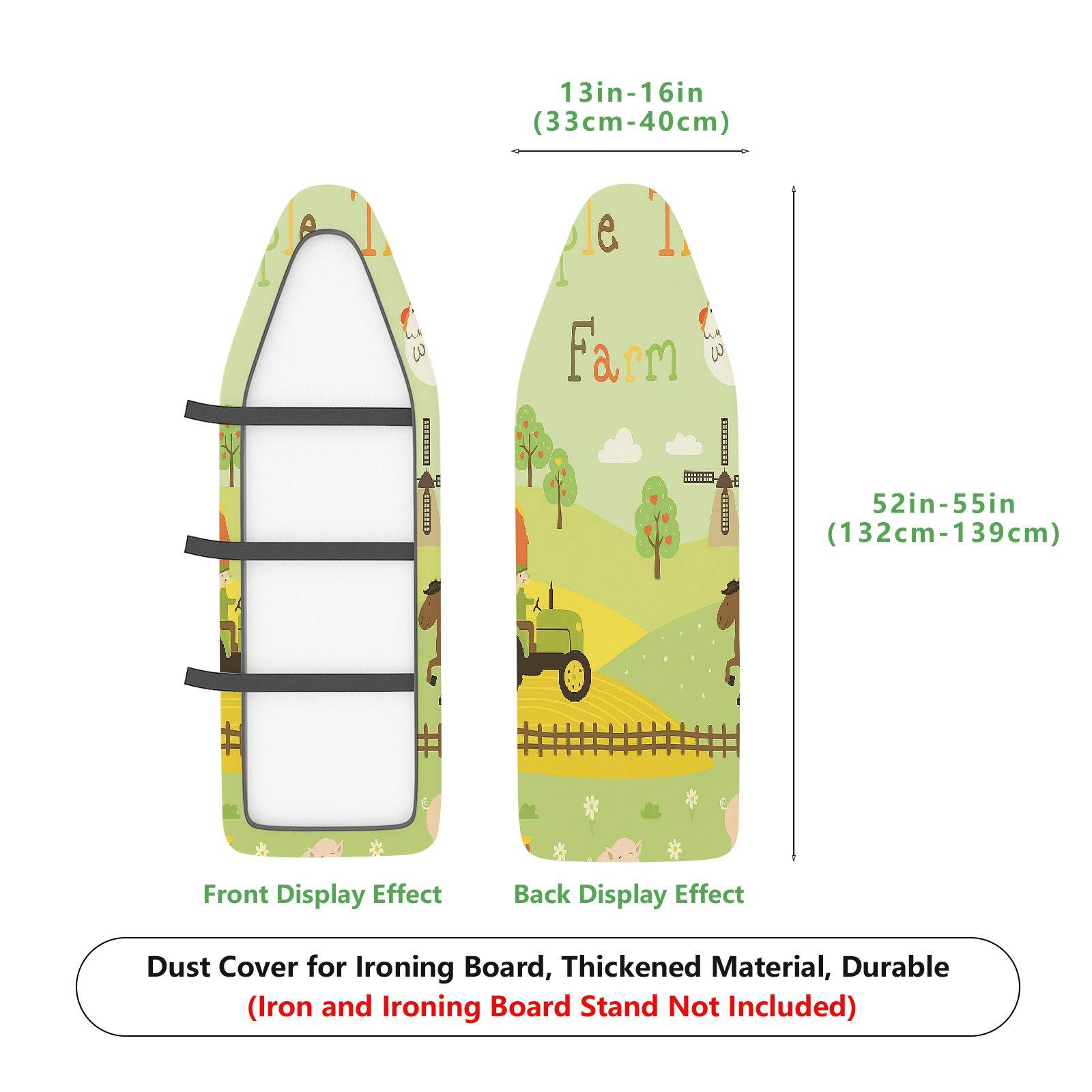 1-Piece Farm Tractor Animal  Ironing Board Cover, Universal Size, Without Board